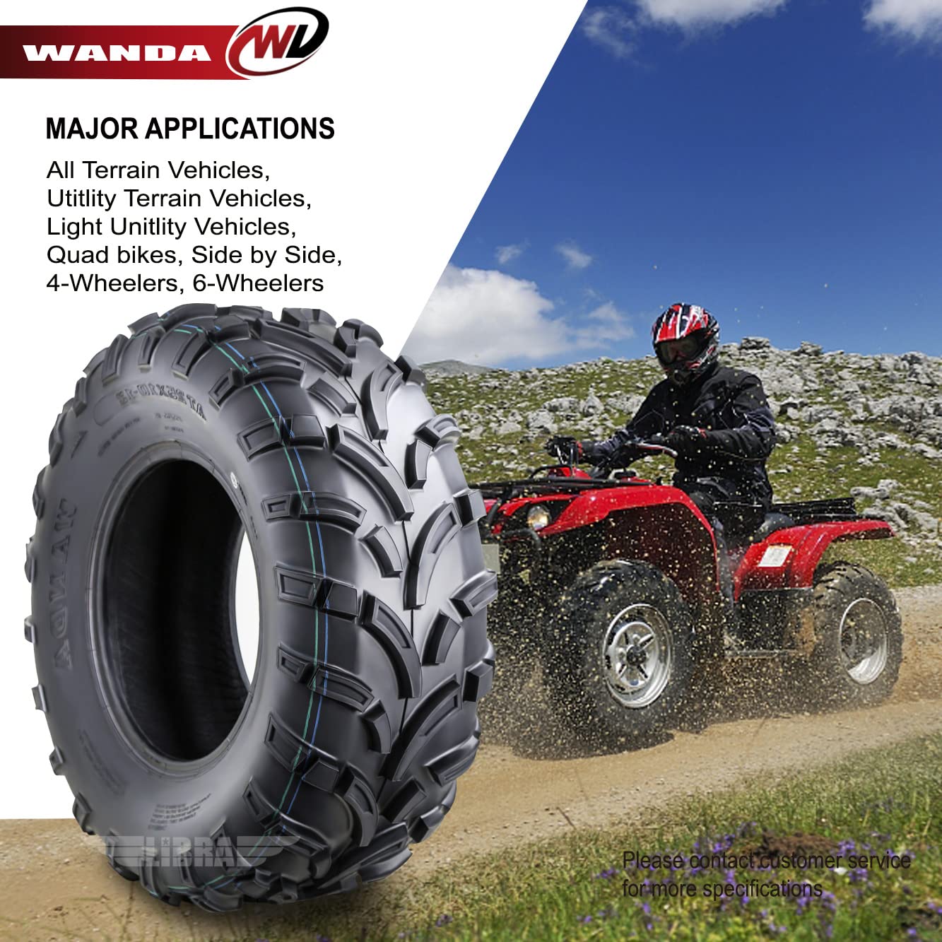 WANDA ATV UTV Tires 25x10-12 6-Ply Light Mud Tires - Set of 2 (10244) - All-Terrain Off-Road Tires for ATV, UTV, Quad, Side by Side & Dirt Bikes - Perfect for Trail Riding, Mudding & Outdoor Adventures