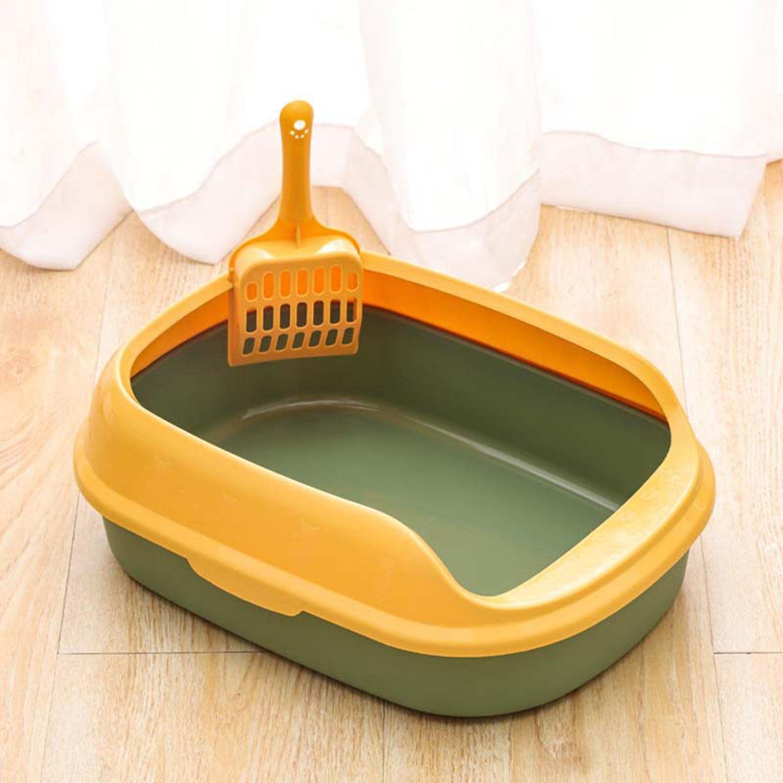 Eco-Friendly Detachable Cat Litter Box with Removable Rim - Portable PP Plastic Litter Tray for Kittens & Adult Cats - Perfect for Home, Travel & Small Spaces (Green)