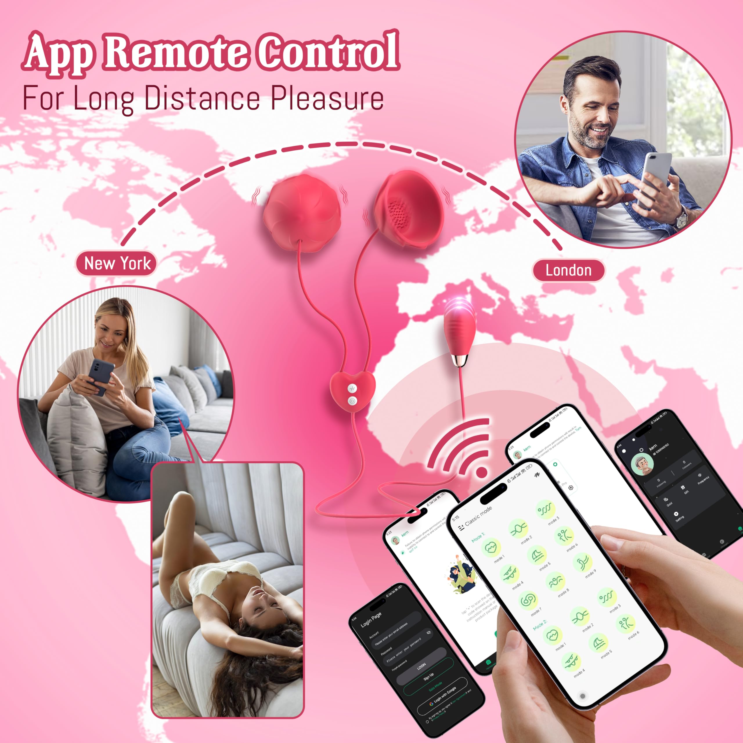 APP Controlled Vibrating Nipple Toys & G Spot Stimulator for Women - 9x9 Vibration Modes, Rose Sex Toy for Couples, Clitoral Stimulator Dildo with Nipple Clamps | Perfect for Couples Play, Solo Pleasure & Sensual Massage