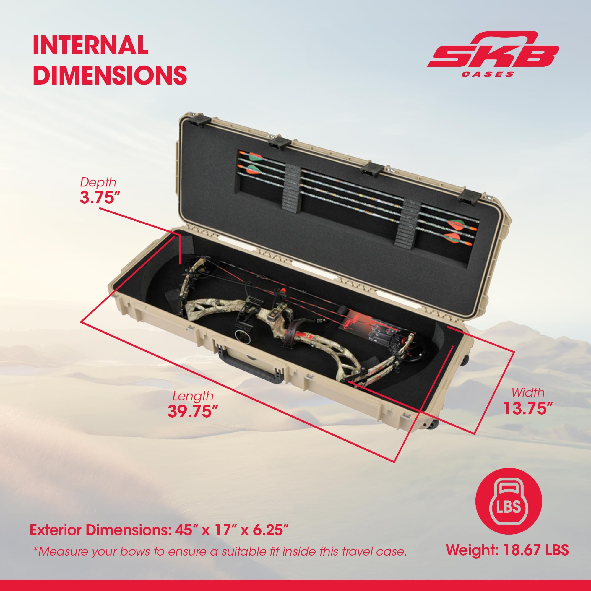SKB iSeries Compact Hard Plastic Utility Case for Bow and Arrow - Durable Protective Storage for Hunting, Archery & Outdoor Sports