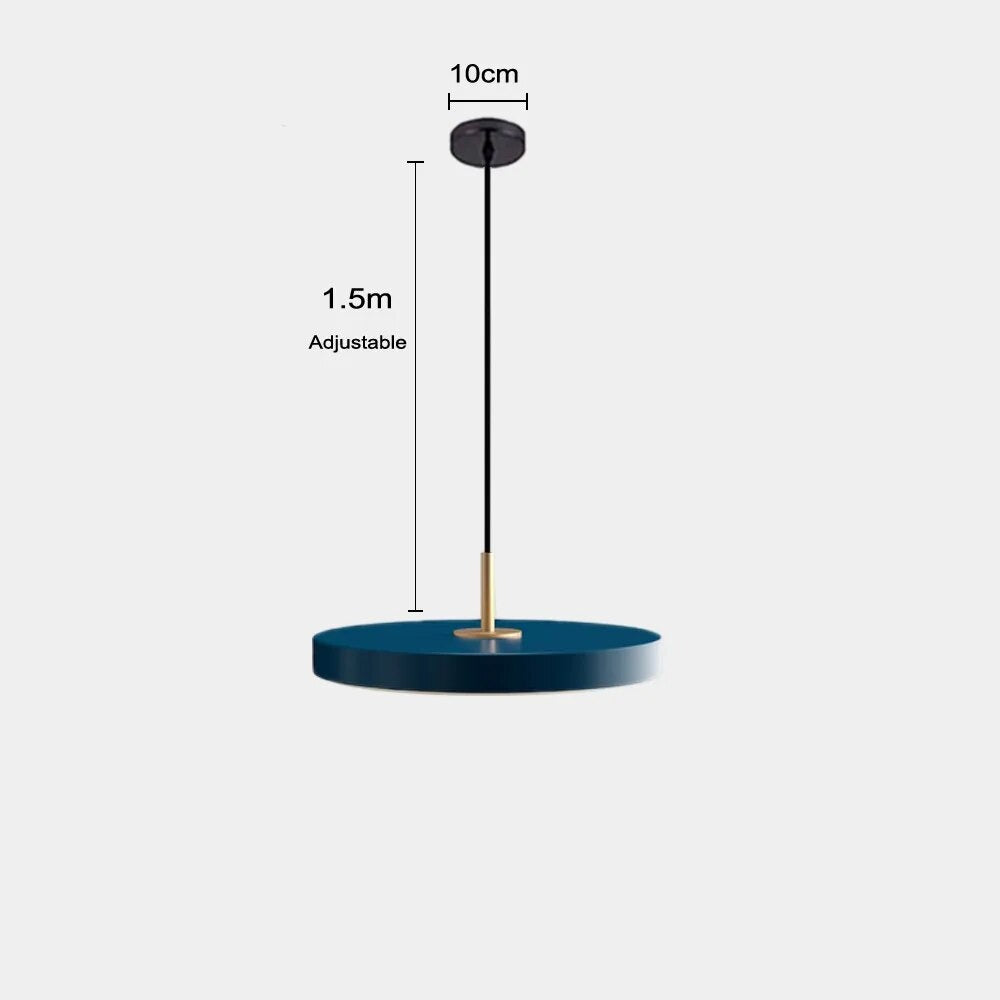 Minimalist Metal Plate Asteria Pendant Light - Modern Ceiling Hanging Lamp for Dining Room, Kitchen, Bedroom & Living Room Decor
