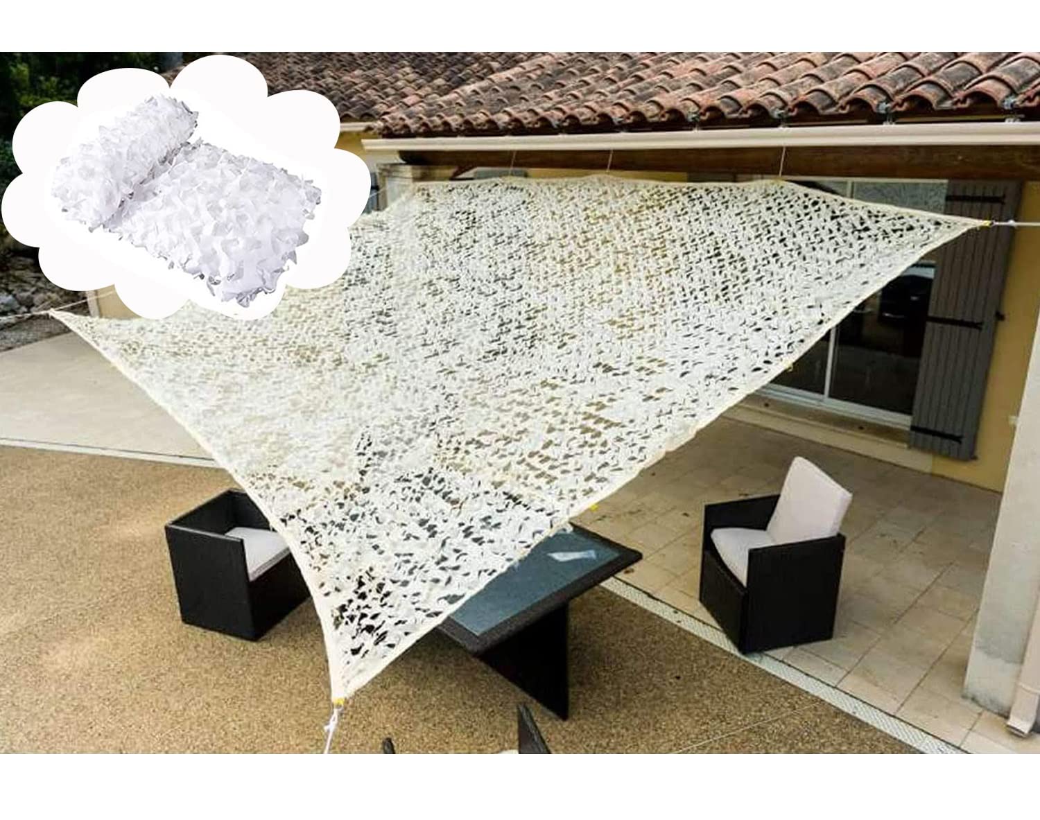 White Camouflage Tarp Mesh Net - Woodland Camo Netting for Outdoor Activities, Party Decorations & Garden Shade | Perfect for Pergola Sunscreen, Greenhouse Plant Protection & Military-Style Concealment