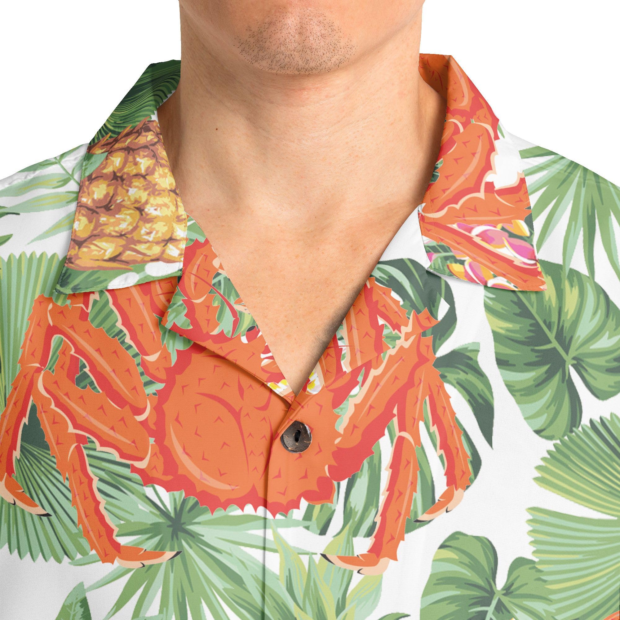HYPERFAVOR Hawaiian Crab Shirts for Men & Women - Short Sleeve Button Down Crab Print Shirt - Perfect Gift for Crab Lovers - Beach Party, Summer Vacation & Tropical Getaway Outfit