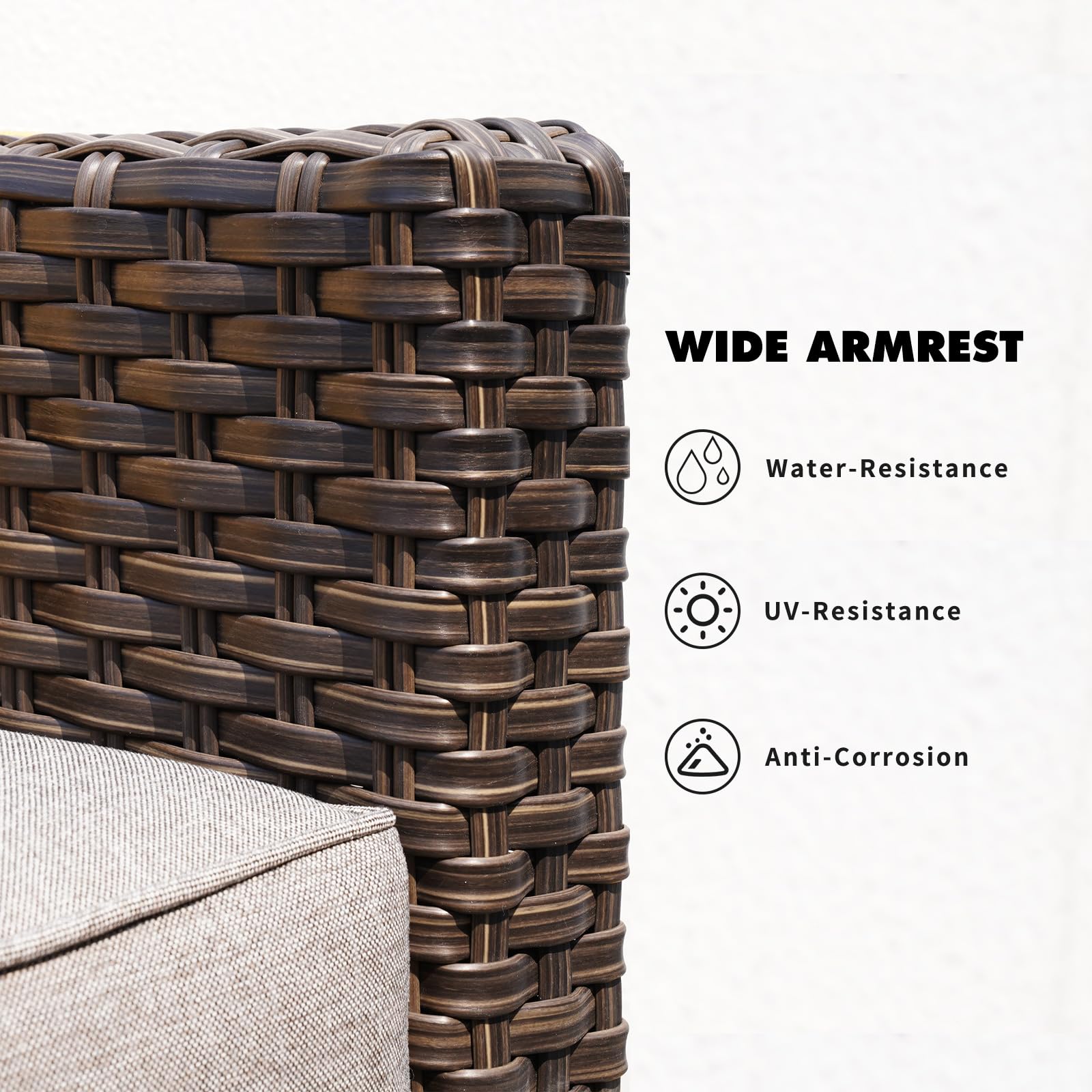 Outdoor Wicker Sectional Sofa Set with Thick Cushions - Modular Patio Furniture for Deck, Porch, Poolside & Garden - Left Arm Sofa - Perfect for Relaxing, Entertaining & Outdoor Lounging