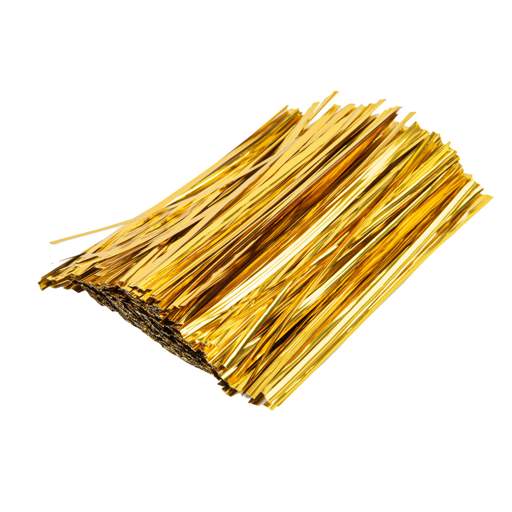 Premium Gold Metallic Twist Ties for Bags - 500 Count Box | Secure & Decorative Bag Closures for Food Storage, Gift Wrapping & Organizing