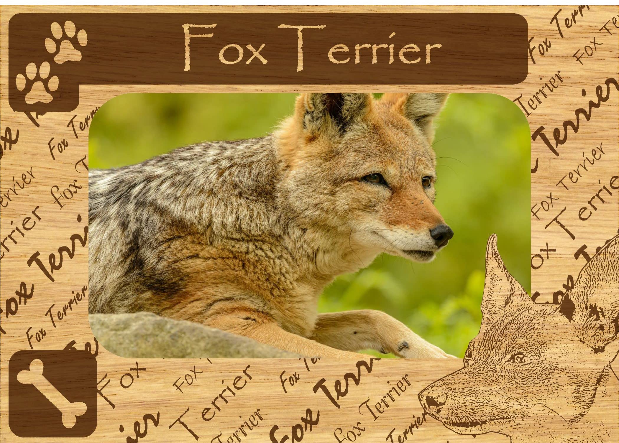 Personalized Fox Terrier Engraved Wood Picture Frame Magnet - Perfect for Pet Photos, Fridge Decor, and Gifts for Dog Lovers