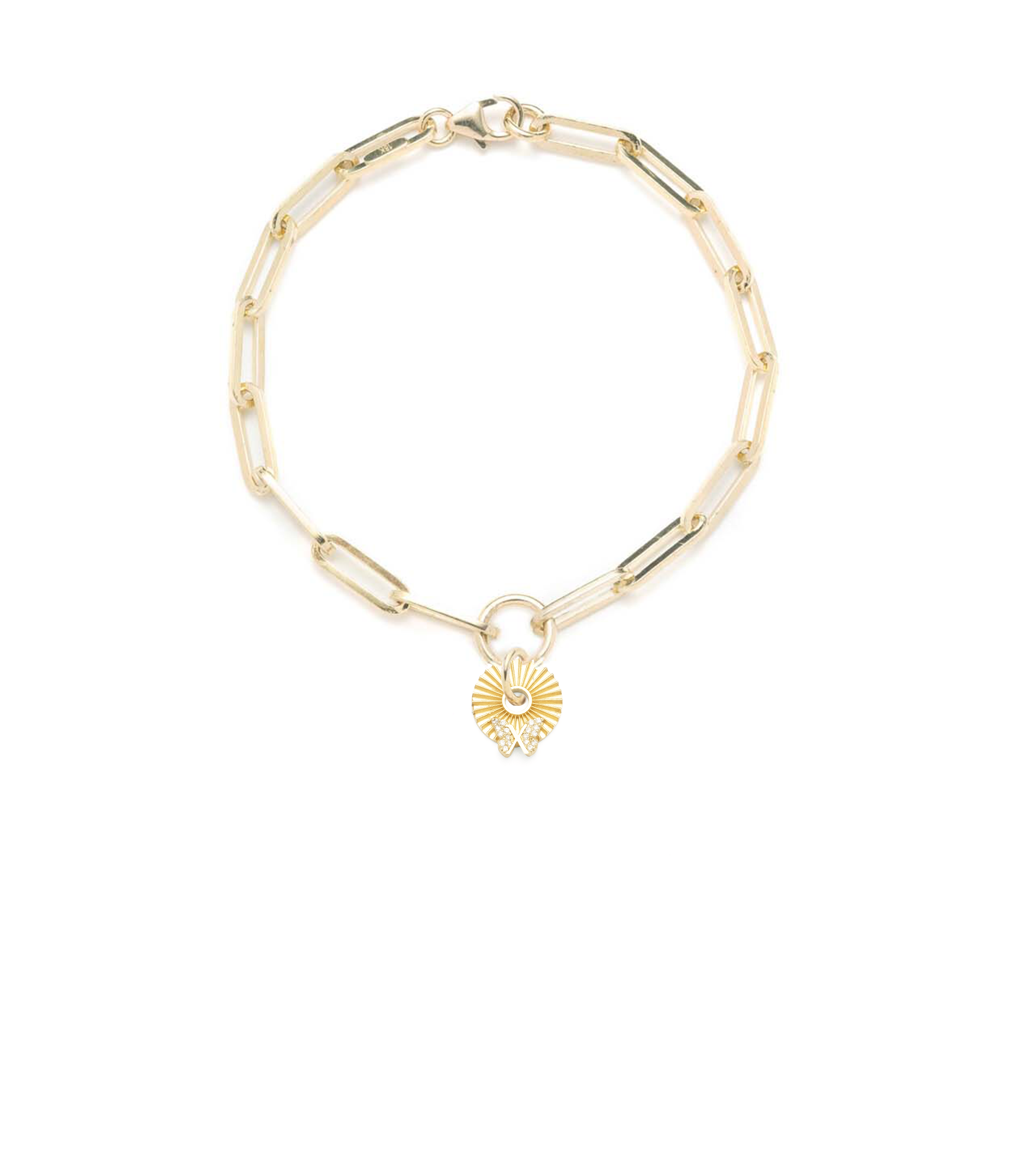 Butterfly Reverie Gold Symbol Disk Classic FOB Clip Chain Bracelet - Elegant Jewelry for Women, Gift for Her, Perfect for Parties & Special Occasions