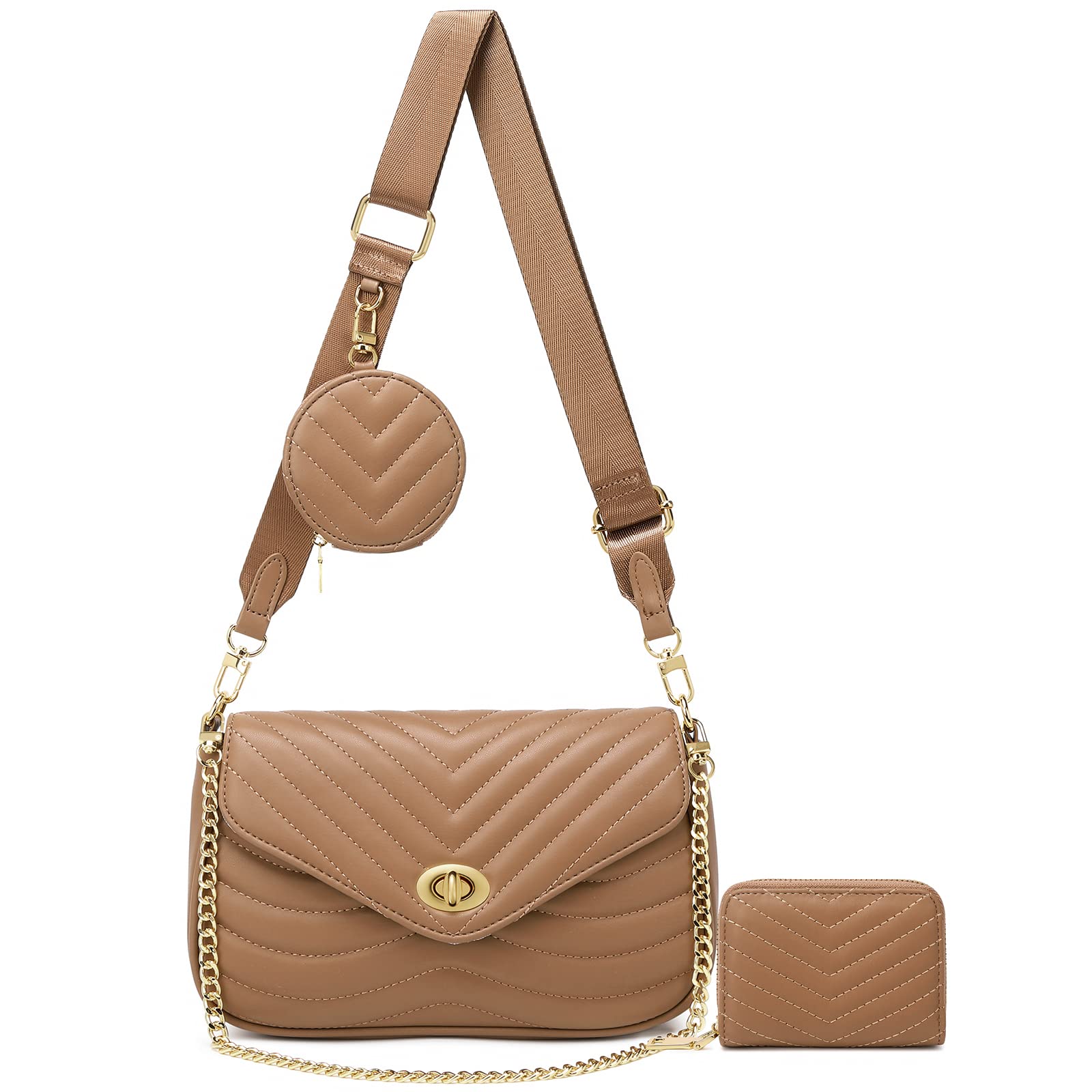 JEEHAN Quilted Crossbody Bags for Women - Stylish Designer Shoulder Handbag Small Purse - Perfect for Everyday Use, Travel & Shopping