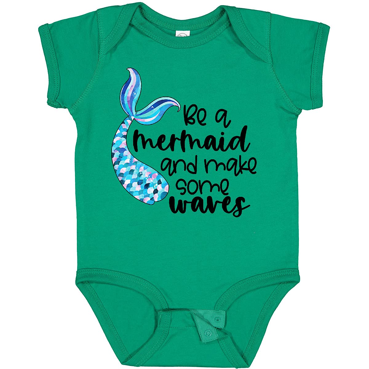 Inktastic Be a Mermaid & Make Waves - Blue Mermaid Tale Baby Bodysuit | Cute Infant Onesie for Beach, Pool & Photo Shoots | Newborn & Toddler Swimwear Gift