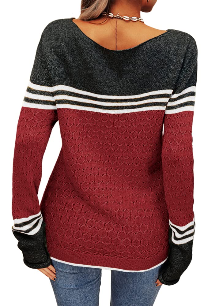Grlasen Women's Fashion Colorblock Pullover Sweater - Round Neck Knitwear Tops for Autumn/Winter | Cozy Casual Wear for Office, Dating & Weekend Outfits