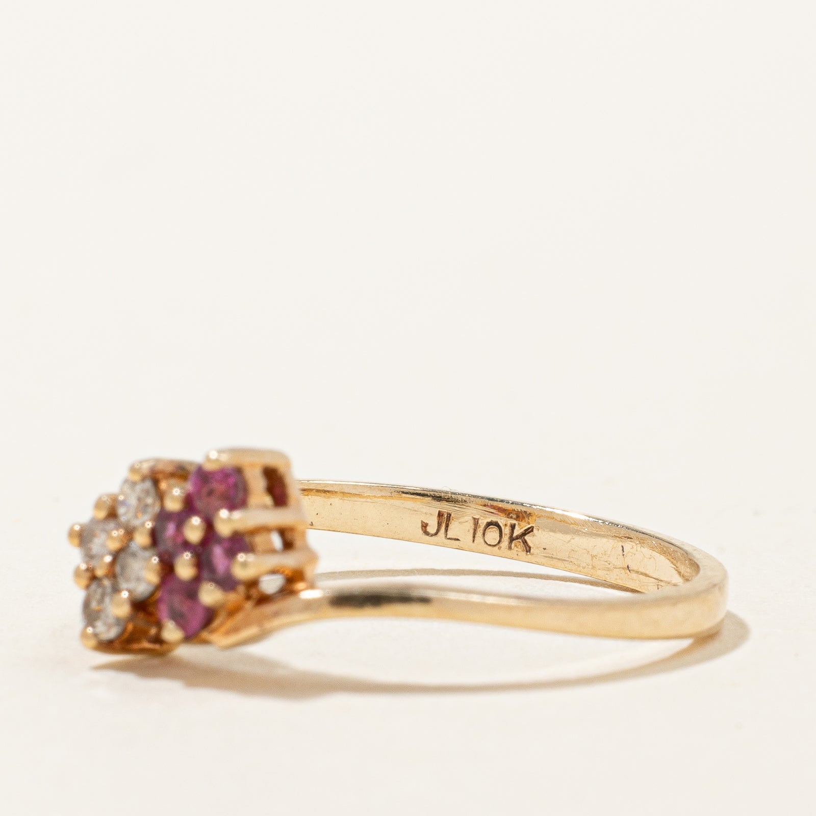 Ruby & Diamond Cluster Ring - 0.14ctw Ruby & 0.10ctw Diamonds | Size 6 | Elegant Jewelry for Women | Perfect for Weddings, Anniversaries & Special Occasions