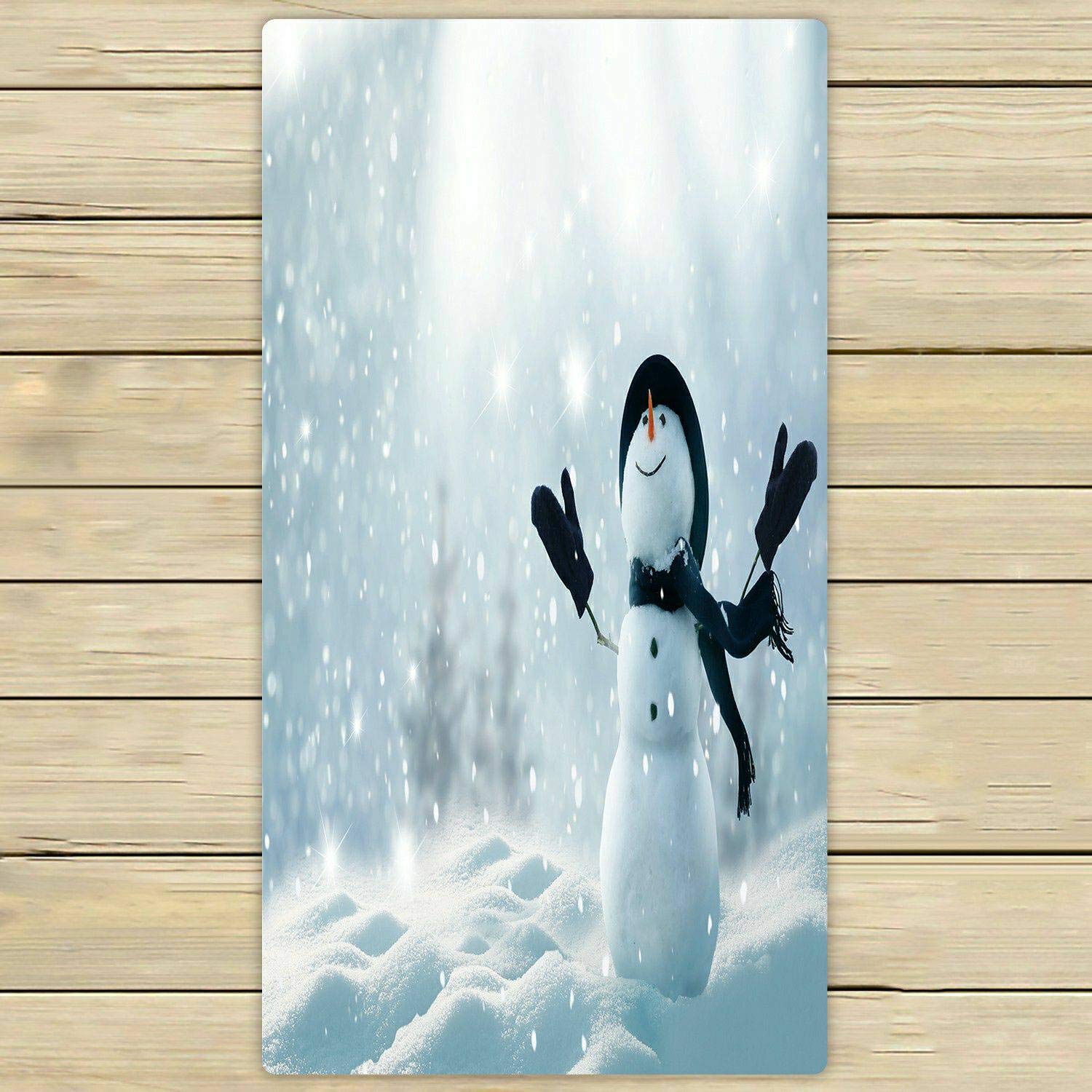 Merry Christmas Snowman Winter Snow Landscape Beach Bath Towels | Soft Absorbent Shower Towel for Home, Outdoor & Travel | 30x56 Inch | Perfect for Holiday Decor, Spa Days & Beach Trips