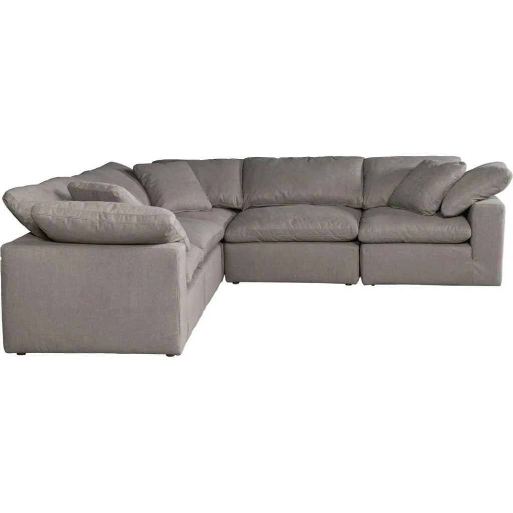 5-Piece Stain-Resistant Grey Large Classic Modular Sofa Set - Perfect for Living Room, Family Room & Home Theater Comfort