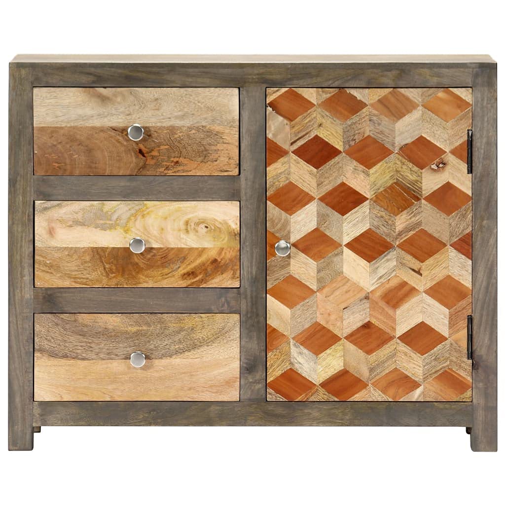 Modern Sideboard Cabinet - Solid Mango Wood Storage Unit with Drawers (29.5