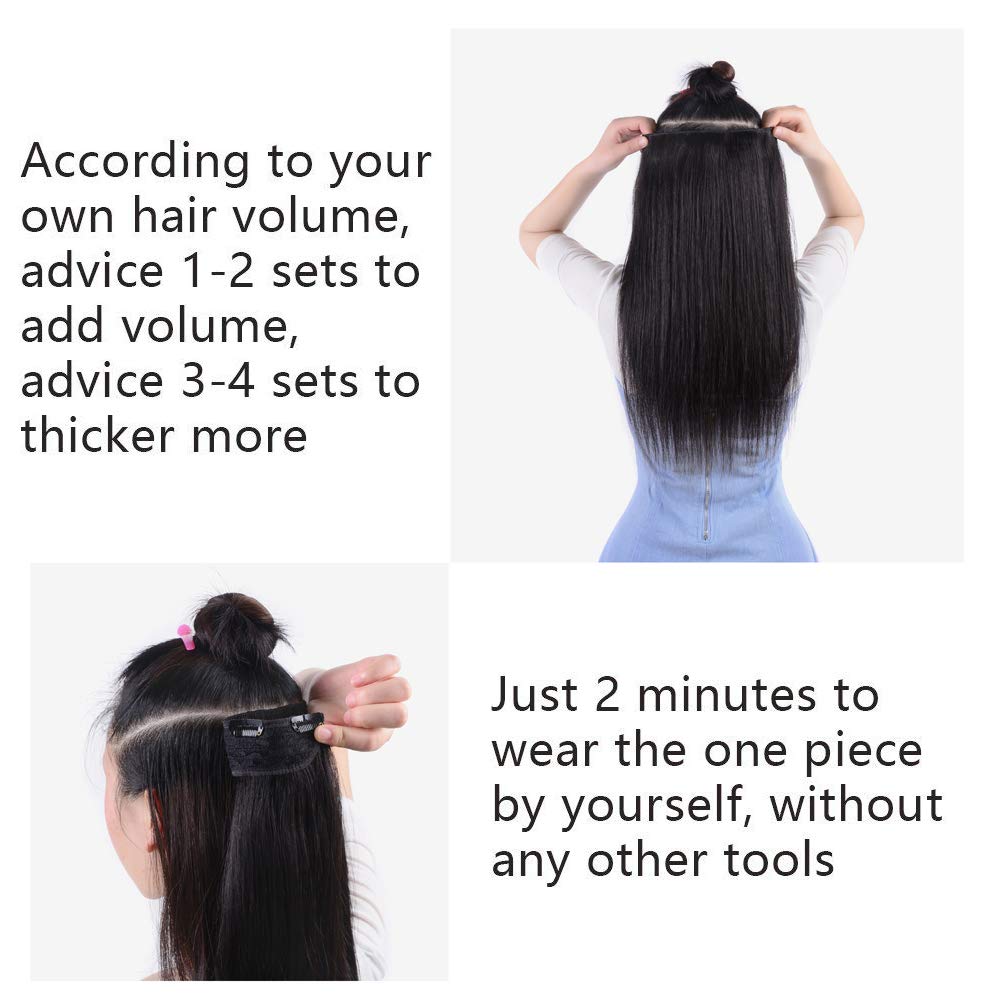 Winsky Real Human Hair Extensions - 16inch Black Balayage Remy Clip-In Hair Extensions for Women (70g, 1BT6P1B) | Perfect for Daily Styling, Parties & Special Occasions