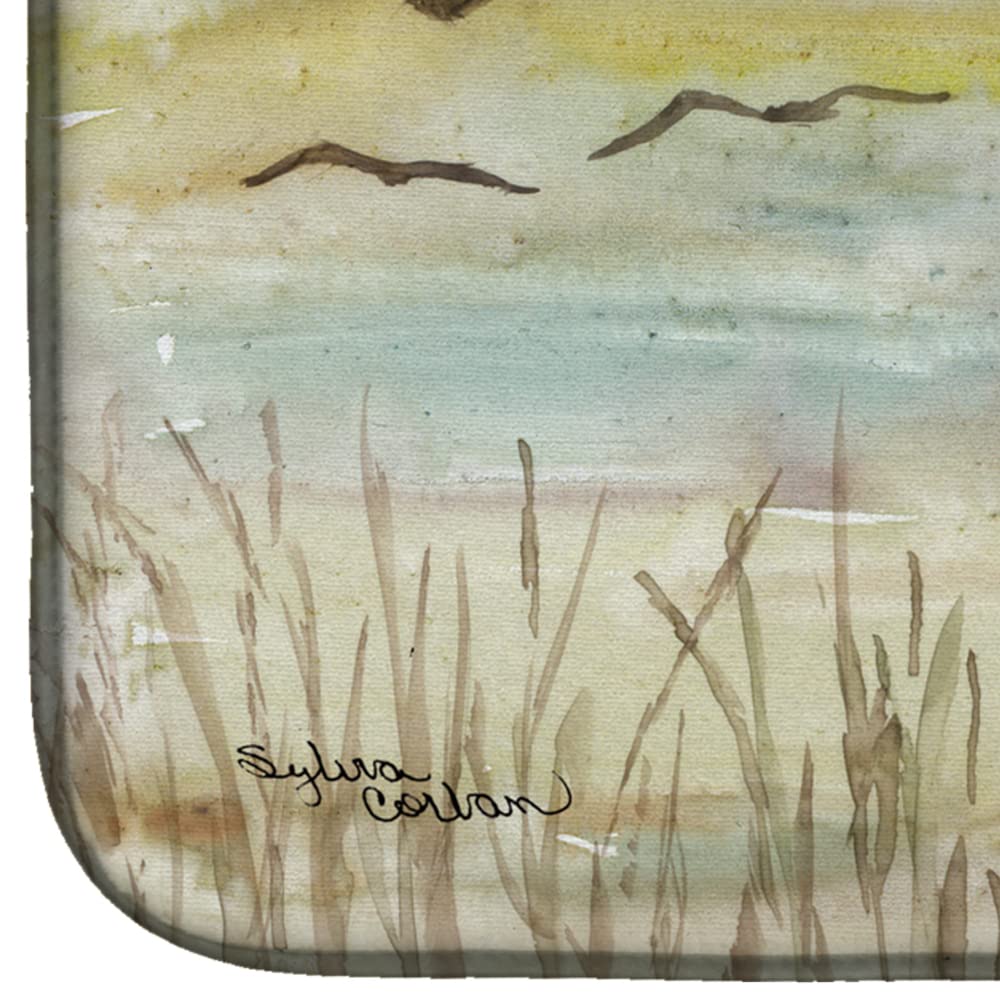 Brown Pelican Yellow Sky Absorbent Dish Drying Mat - 14 x 21 Inch Kitchen Countertop Pad for Dishes | Coastal Themed Kitchen Decor | Perfect for Beach House, RV & Small Space Kitchens