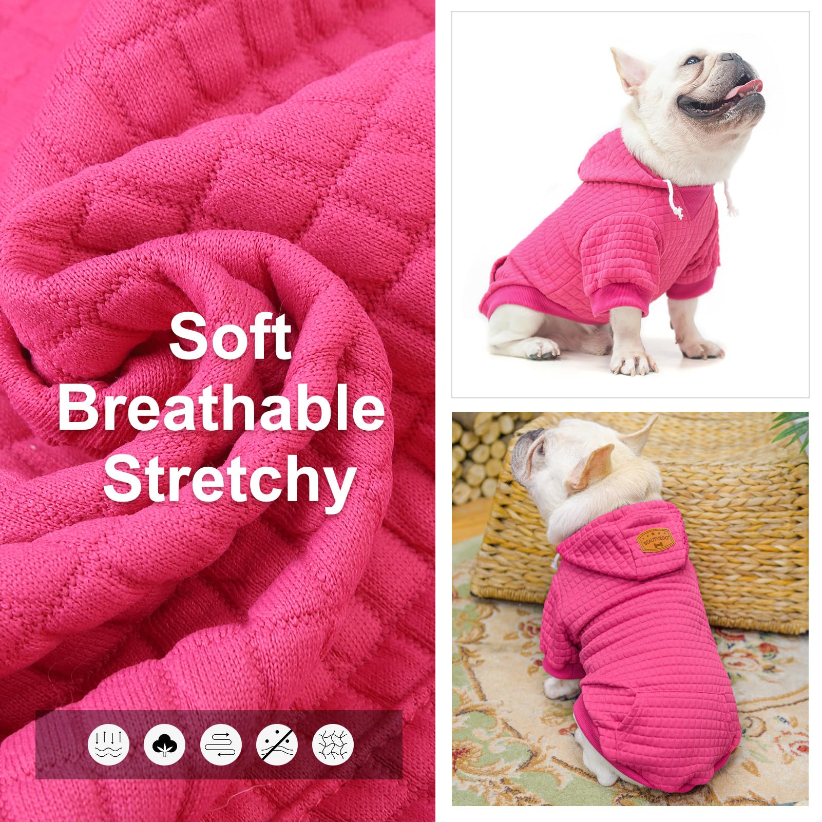 BEAUTYZOO Dog Hoodie - Warm Winter & Fall Dog Sweater for Small, Medium, Large Dogs - Cozy Puppy Clothes with Pocket for Bulldogs, Pitbulls & Cats - Perfect for Outdoor Walks, Pet Photos & Cold Weather Protection