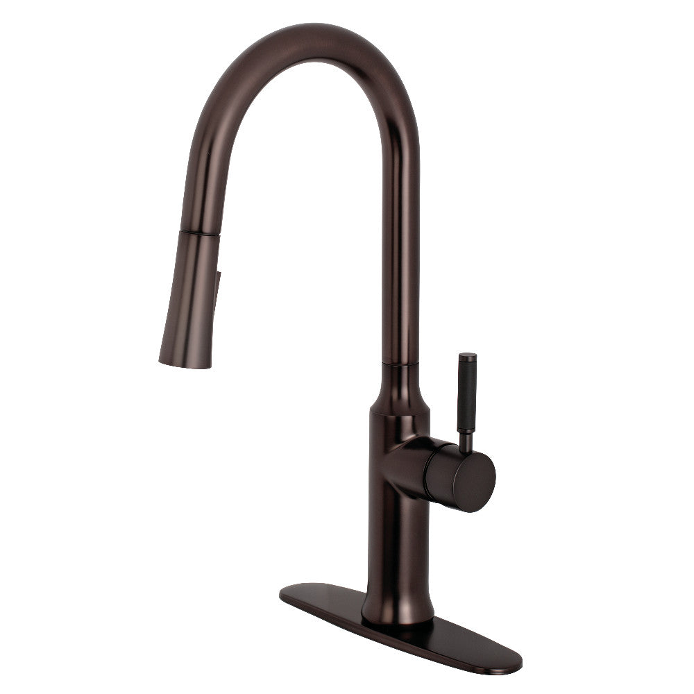 Gourmetier Modern Single Handle Pull Down Kitchen Faucet - High Arc Brushed Nickel Waterfall Sprayer for Farmhouse & Contemporary Sinks | Perfect for Cooking, Washing Dishes & Filling Pots