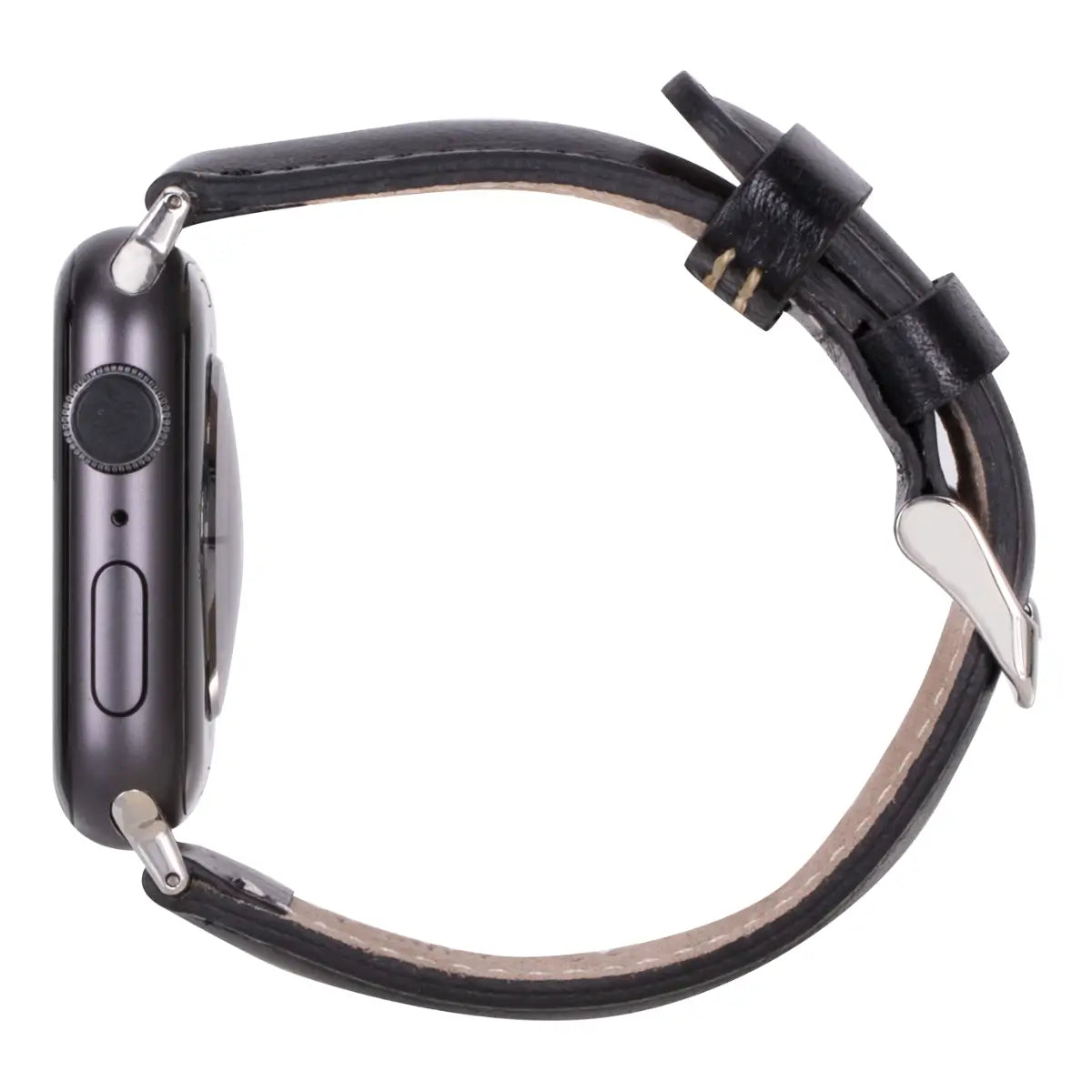 Premium Black Leather Rally Strap for Apple Watch - Durable, Comfortable & Stylish Band for Workouts, Running & Everyday Wear