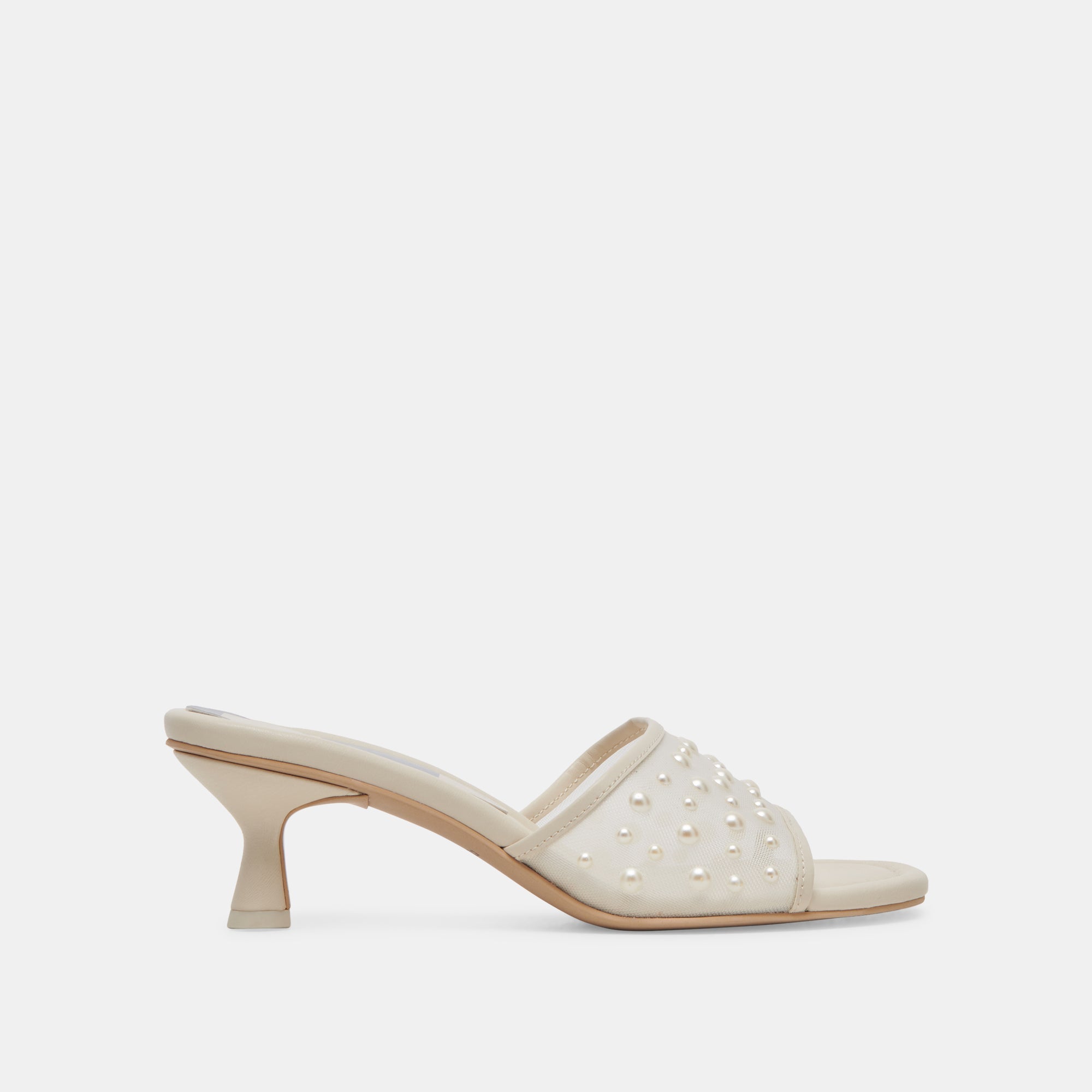 MEEZA PEARL HEELS IVORY MESH - Elegant Women's High Heels for Weddings, Parties & Special Occasions | Comfortable & Stylish Dress Shoes for Evening Events