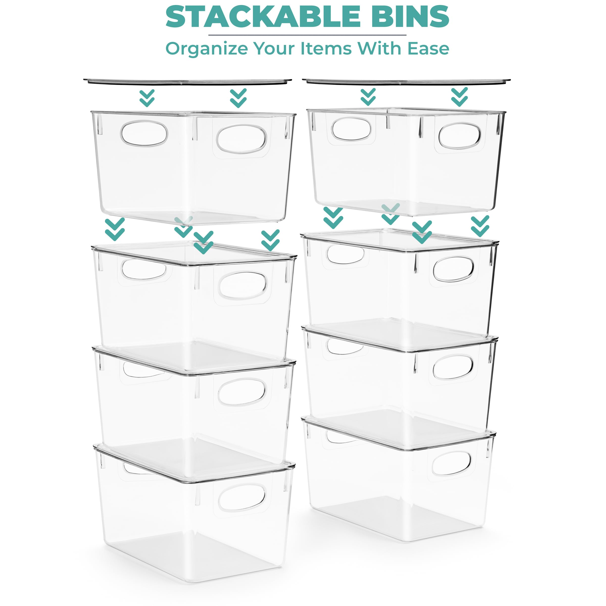 Sorbus 8-Pack Large Clear Plastic Storage Bins with Lids - Stackable Organizer for Toys, Clothes, Makeup, Medicine, Art Supplies, Bathroom & Shoe Storage - Perfect for Home, Office & Closet Organization