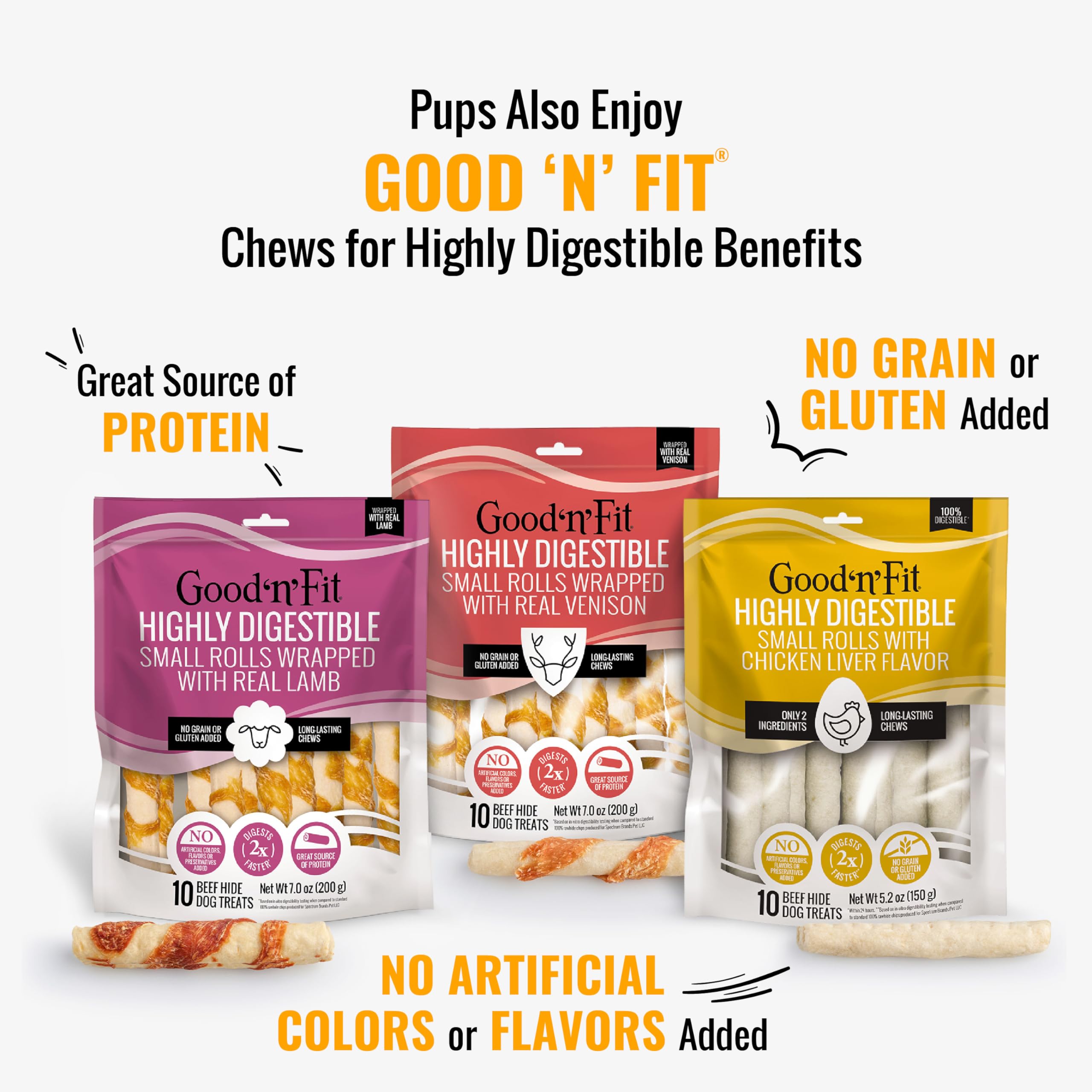 Premium Triple Flavor Dog Chews - Chicken, Beef & Pork Hide Long-Lasting Treats for All Dogs (4oz) - Perfect for Training Rewards, Dental Health & Anxious Pets
