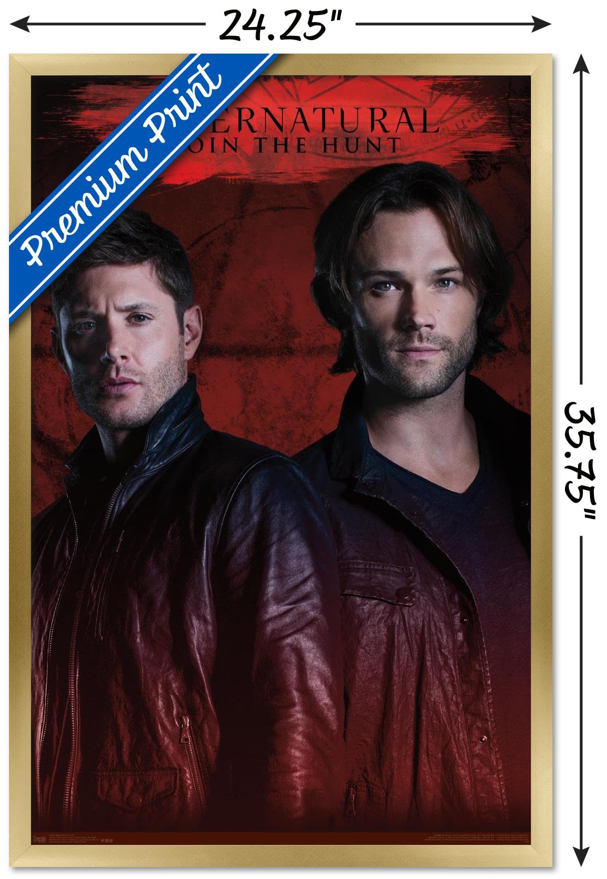 Supernatural TV Show Red Wall Poster - 22.375 x 34 Inches Gold Framed Art Print | Perfect for Home Decor, Office, Bedroom & Fan Collection