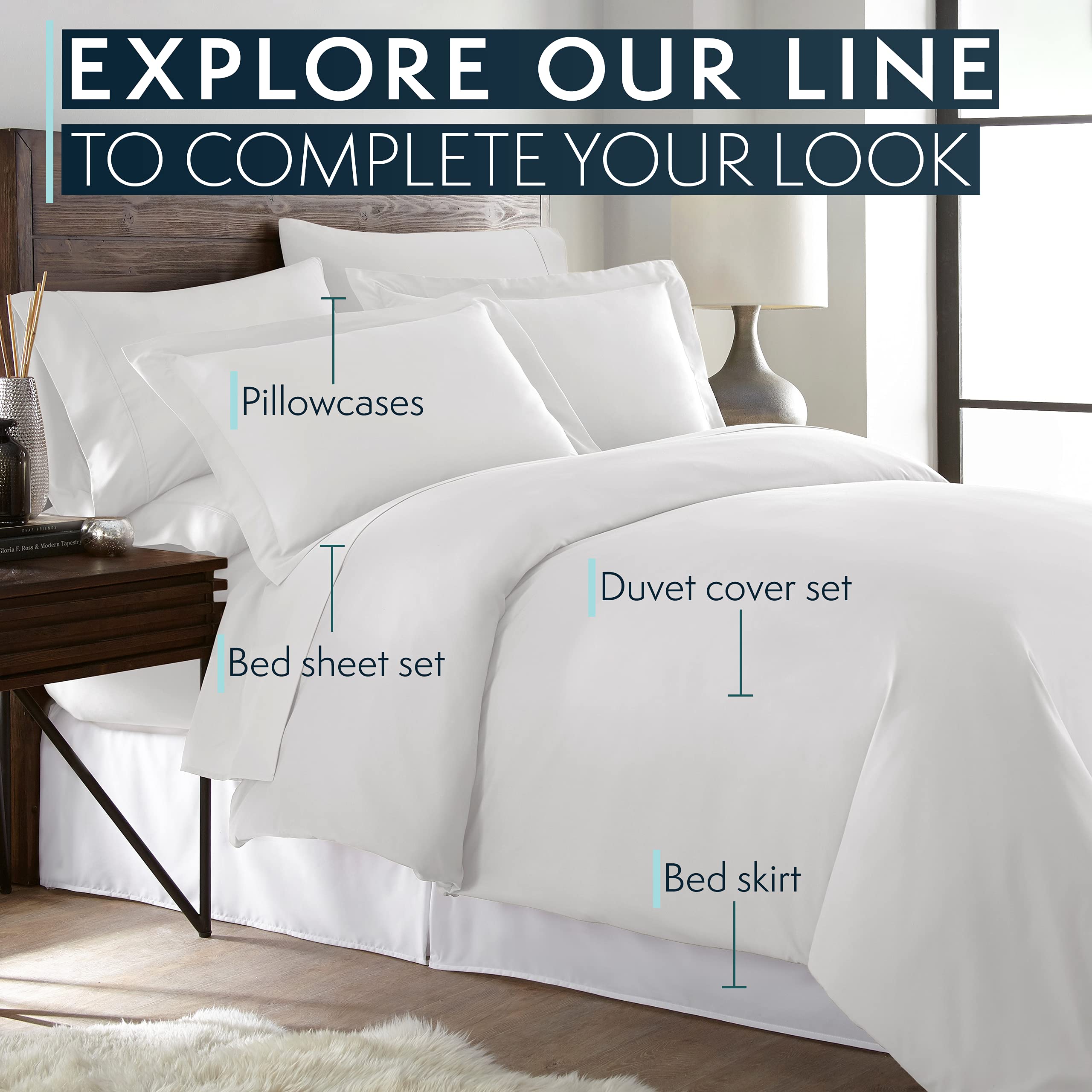 HC Collection King Size Duvet Cover Set - 3 Piece Ice Blue Microfiber Bedding with Zipper Closure & 2 Pillow Shams | Soft, Breathable & Wrinkle-Resistant | Perfect for Master Bedroom, Guest Room & Luxury Hotels