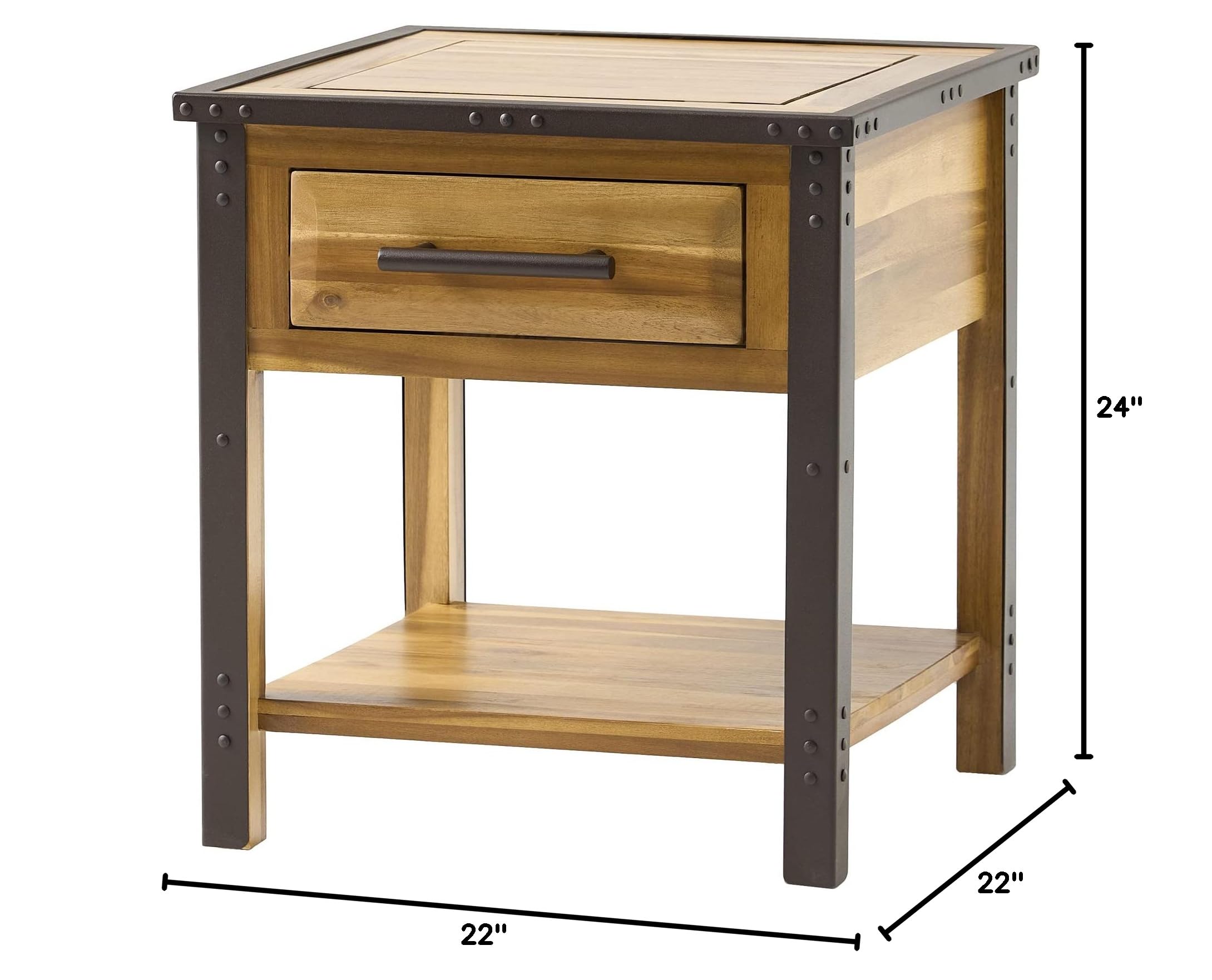 Christopher Knight Home Luna Acacia Wood One Drawer End Table, Natural Stain - Stylish Nightstand for Bedroom, Living Room & Office Furniture