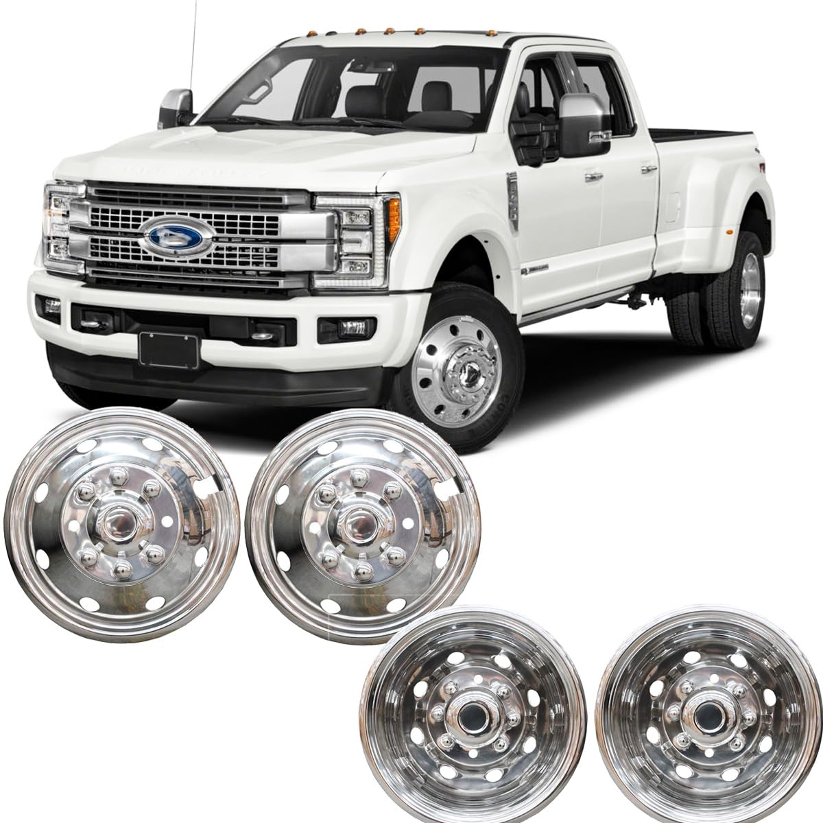 4pcs Polished Stainless Steel Wheel Simulators - 16