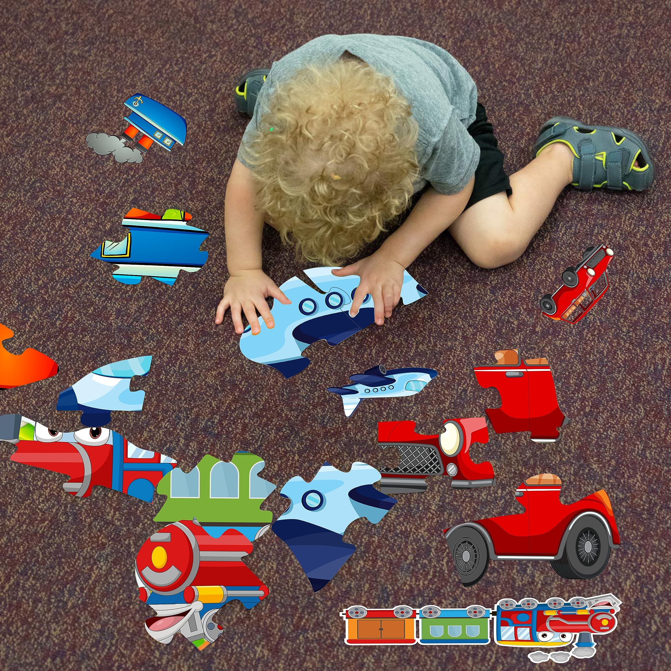 Ankit Toys & Games 25-Piece Kids Jigsaw Puzzle Set - 4 Colorful Vehicle Puzzles (Train, Plane, Boat, Car) for Early Learning & Fun | Perfect for Ages 3+ | Great for Preschool Education, Birthday Gifts & Family Game Night