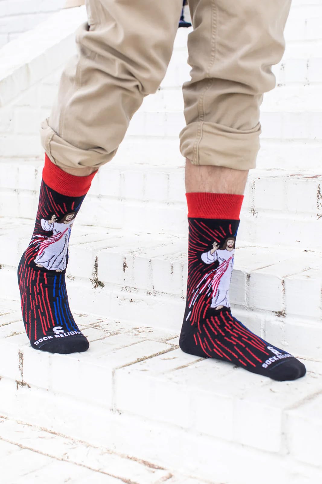 Religious Patron Saint Themed Crew Socks for Men & Women - Comfortable Polyester Blend Catholic Inspirational Fun Socks - Perfect for Church, Daily Wear & Gift Giving