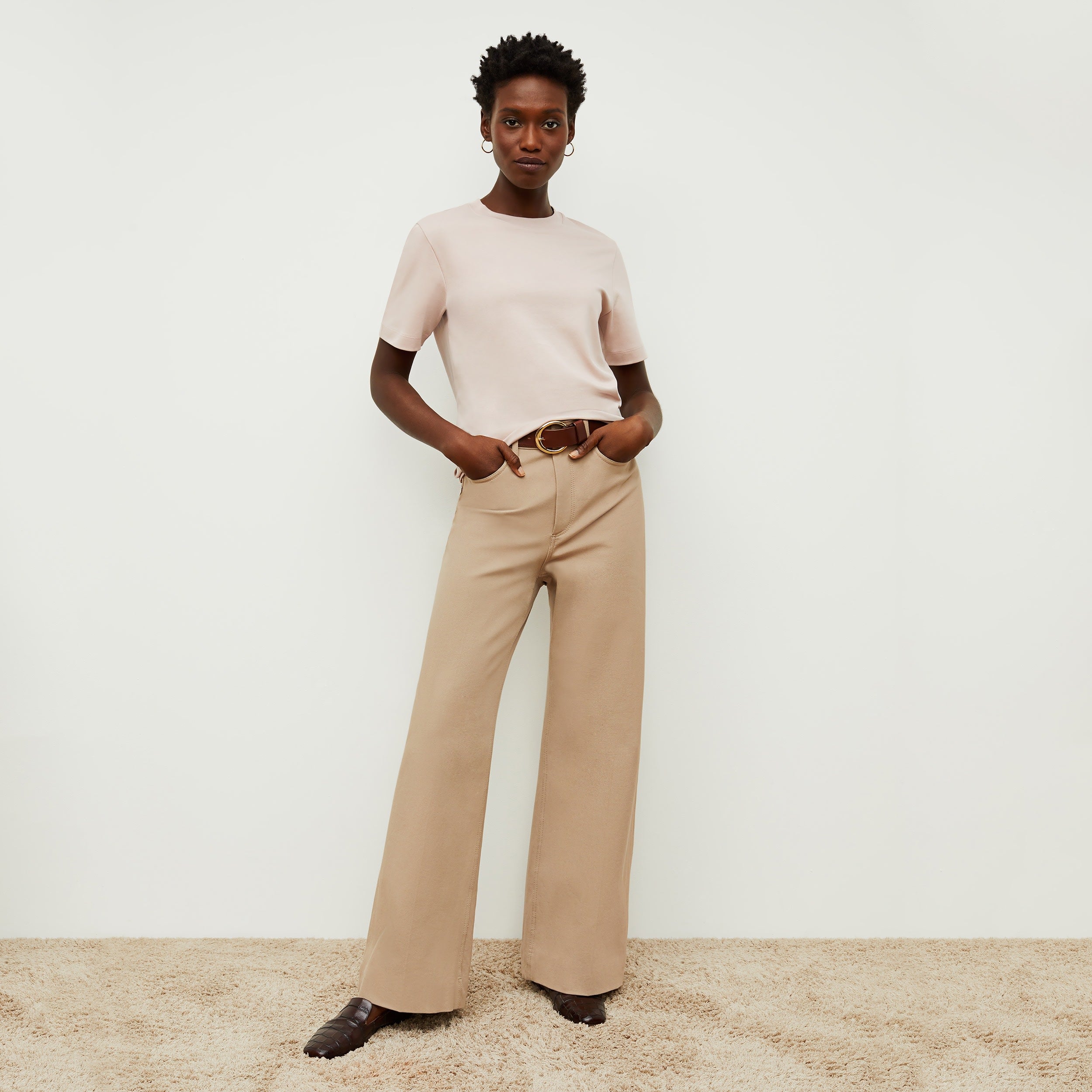 Milo Wide Leg Eco-Friendly Jeans for Women - Better Than Denim, Comfortable High Waist Stretch Pants (Fawn Color) - Perfect for Casual Wear, Office Outfits & Weekend Brunch