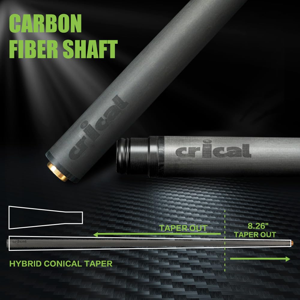Premium Single Shaft Carbon Fiber Pool Cue Stick - 3/8x8 & Uniloc Joint Options (11.5mm/12.4mm Tip) - Professional Billiard Accessory for Tournament & Home Game Use