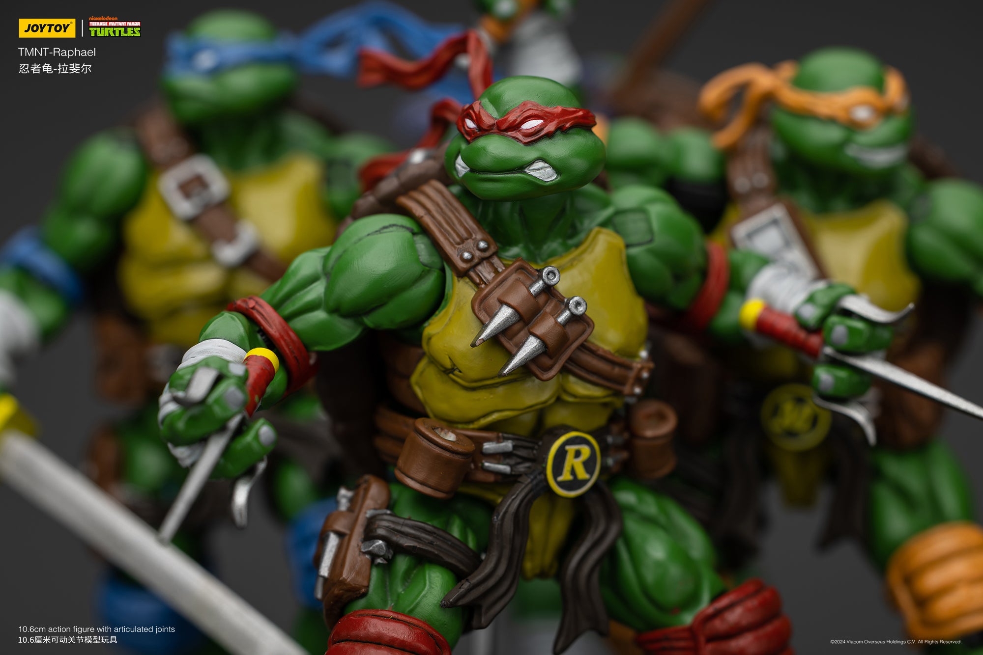 1/18 JOYTOY TMNT Action Figures Set - Michelangelo, Donatello, Leonardo & Raphael (Reissue Version) - Collectible Teenage Mutant Ninja Turtles Toys for Display & Play