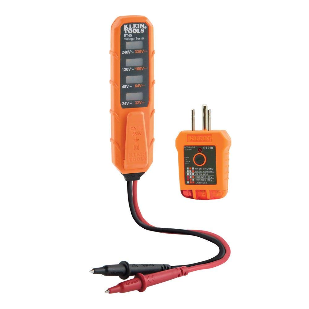 Klein Tools ET45VP Electrical Test Kit - GFCI Outlet Tester & AC/DC Voltage Detector for Home, Industrial & Commercial Electrical Safety Testing