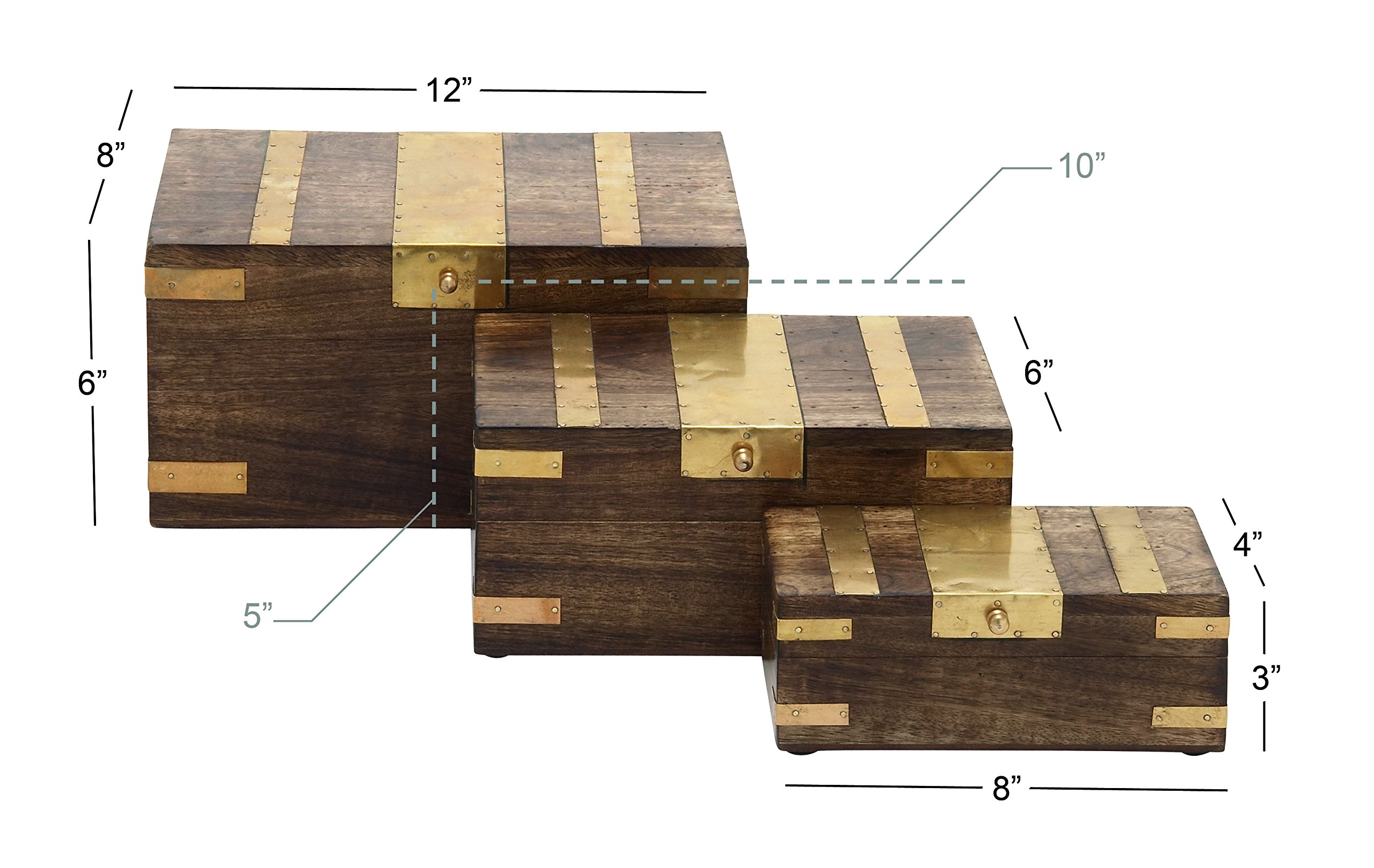 Deco 79 Mango Wood Decorative Keepsake Box Set of 3 (8