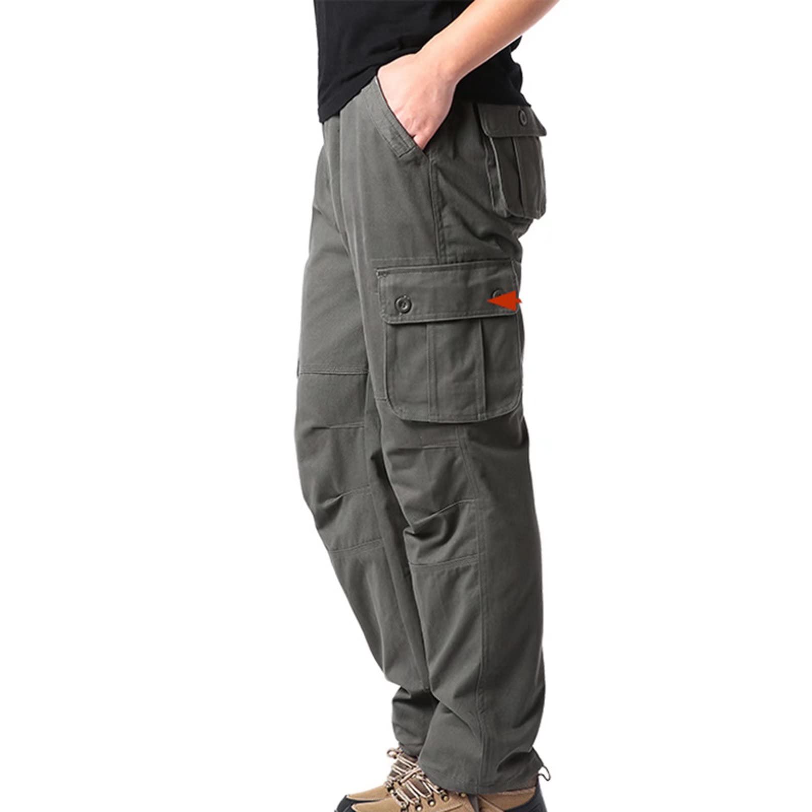 Men's Camo Cargo Work Pants - 6 Pocket Cotton Combat Trousers for Outdoor & Job Site