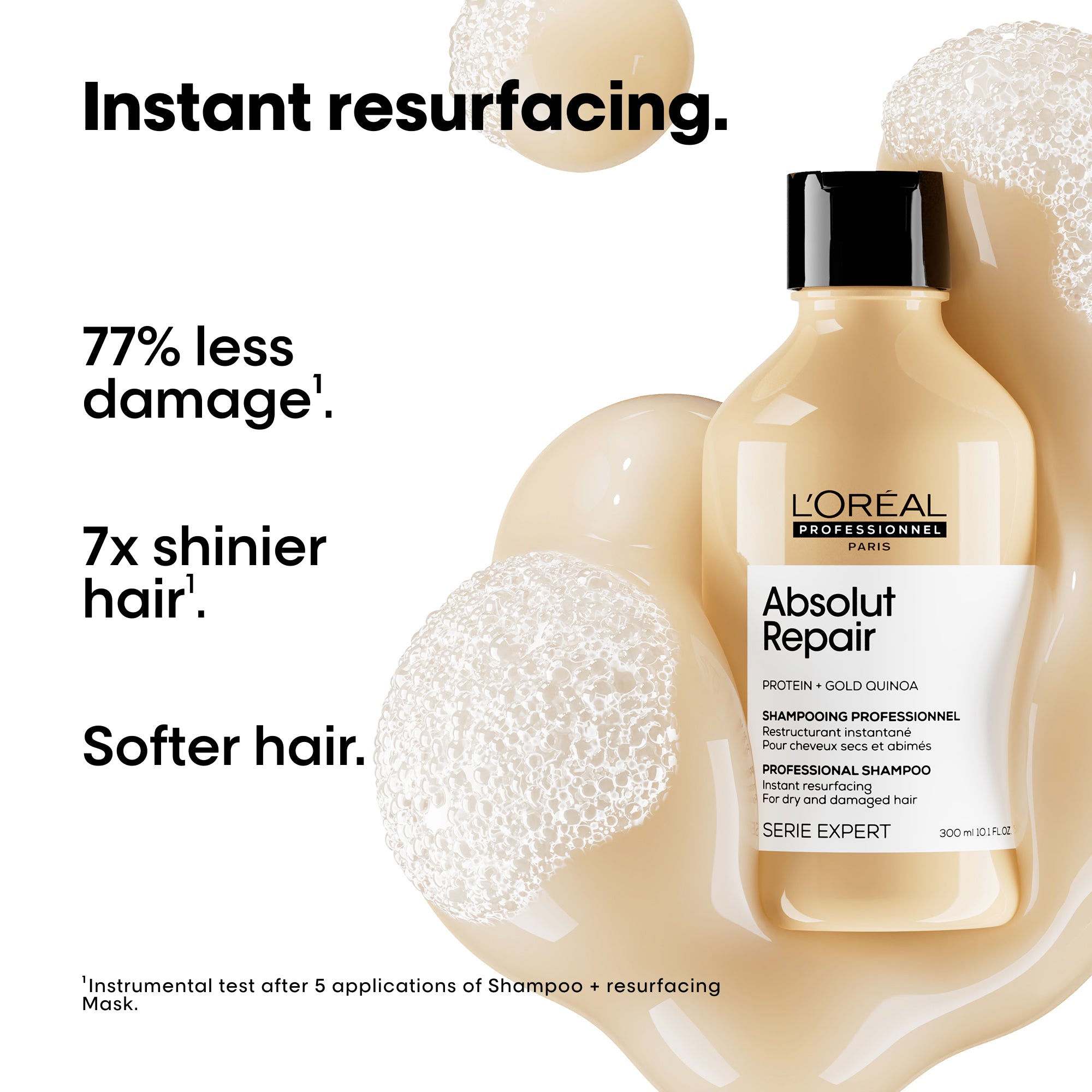 L'Oreal Professionnel Serie Expert Absolut Repair Shampoo 300ml - Damaged Hair Repair & Hydration - Professional Salon Quality Shampoo for Dry, Brittle Hair - Perfect for Daily Use & Hair Restoration