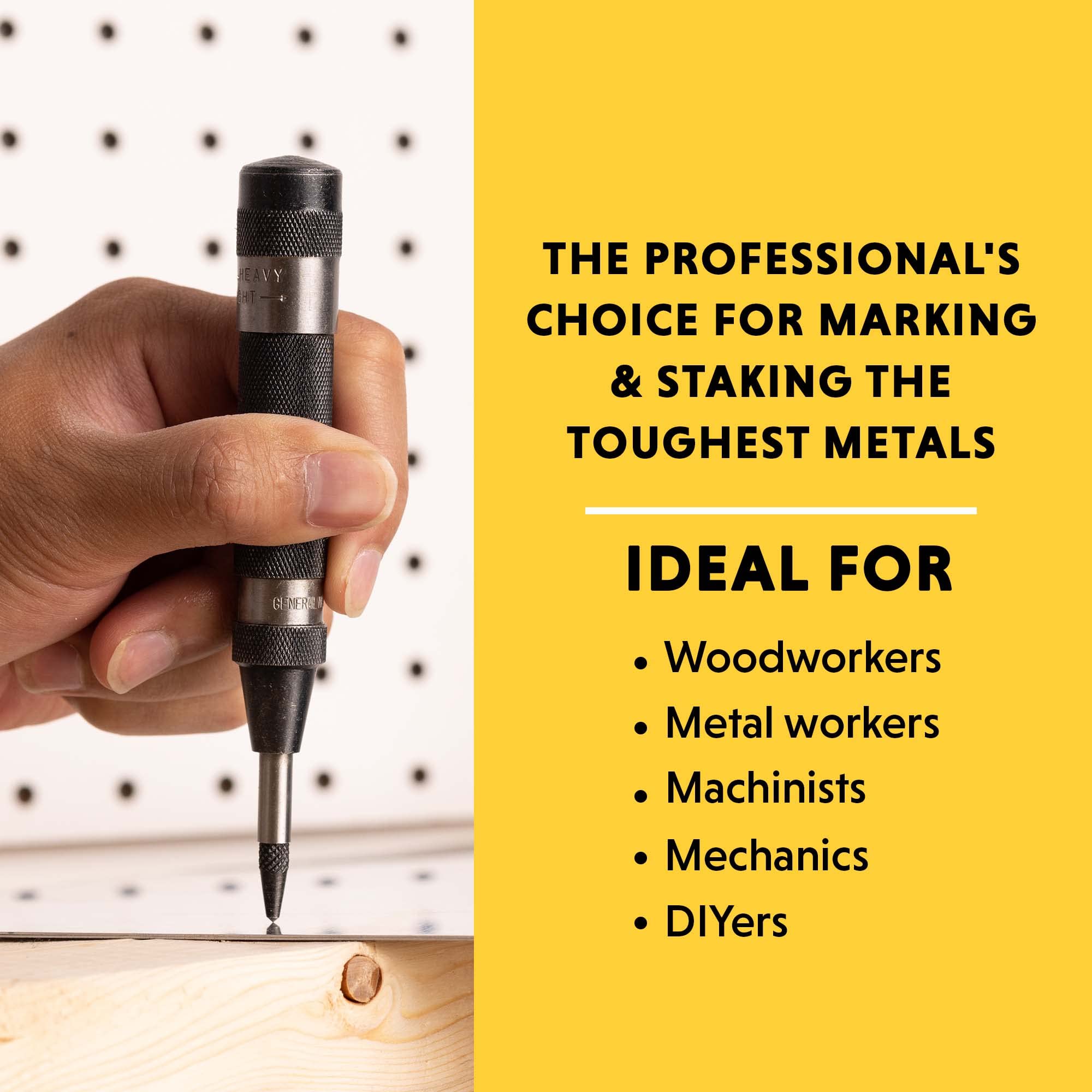 General Tools Heavy-Duty Automatic Center Punch #78 - Professional Machinist Punch Tool for Metal Marking & Scribing - Perfect for DIY, Metalworking & Automotive Repair Projects