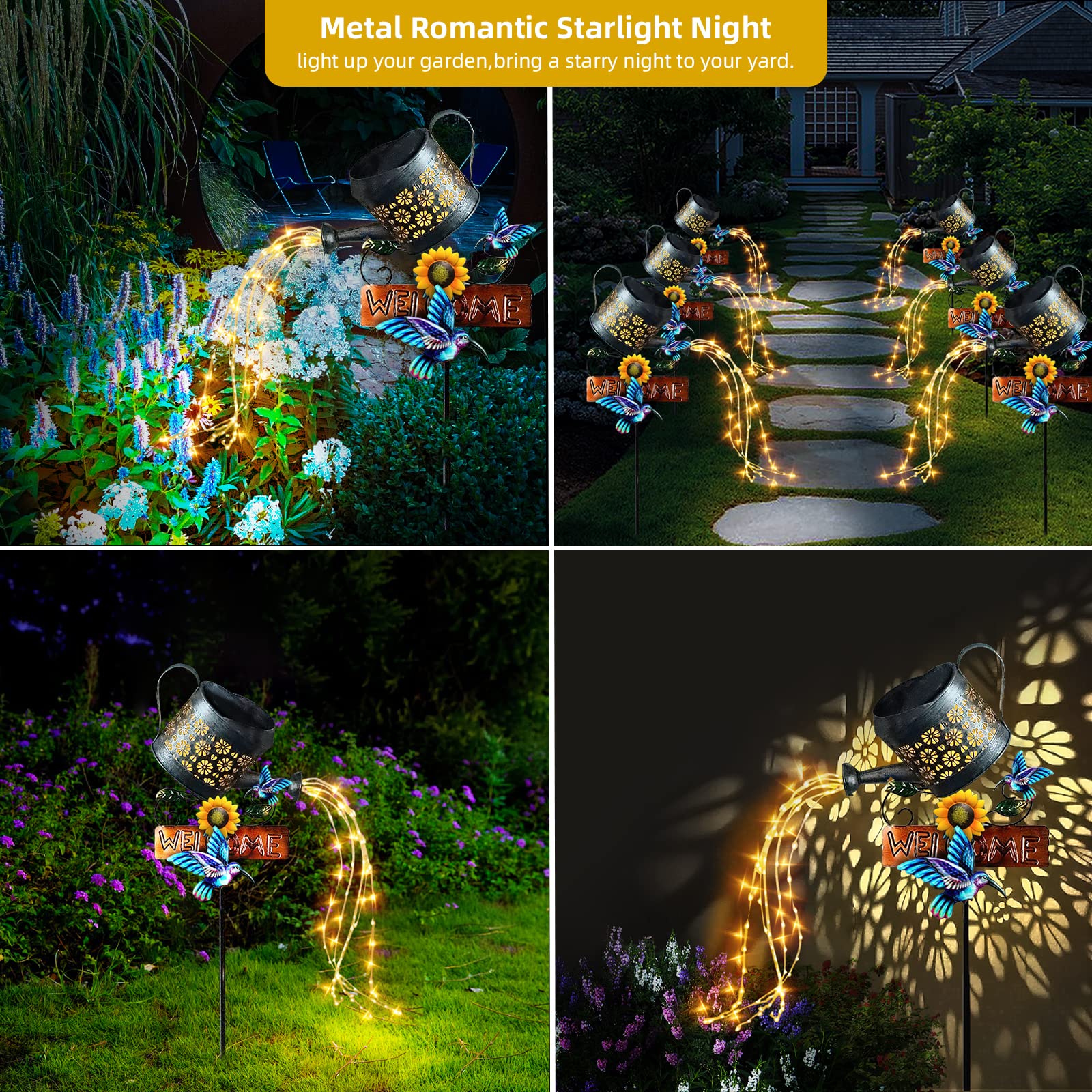 Solar Watering Can Lights Outdoor Decor - 1 Pack Waterproof Solar Lantern for Garden, Patio, Yard, Balcony & Walkway | Romantic Ambiance Lighting for Parties, Weddings & Evening Gatherings