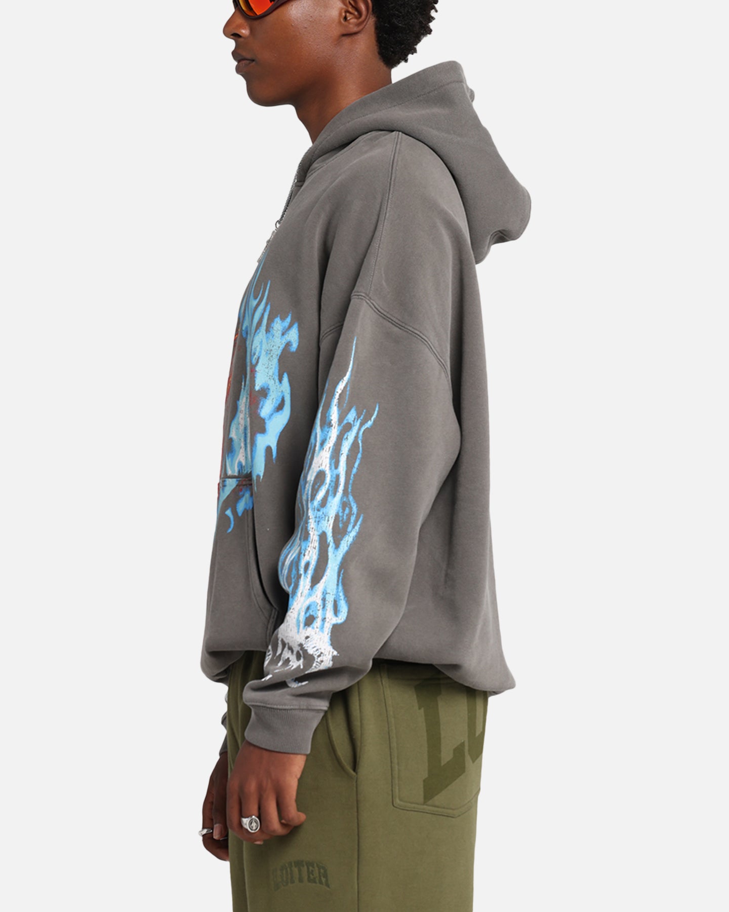 Premium Lord of The Rings Balrog Hoodie - Washed Charcoal - American Thrift - Fantasy Movie Merchandise - Perfect for Cosplay, Conventions & LOTR Fans