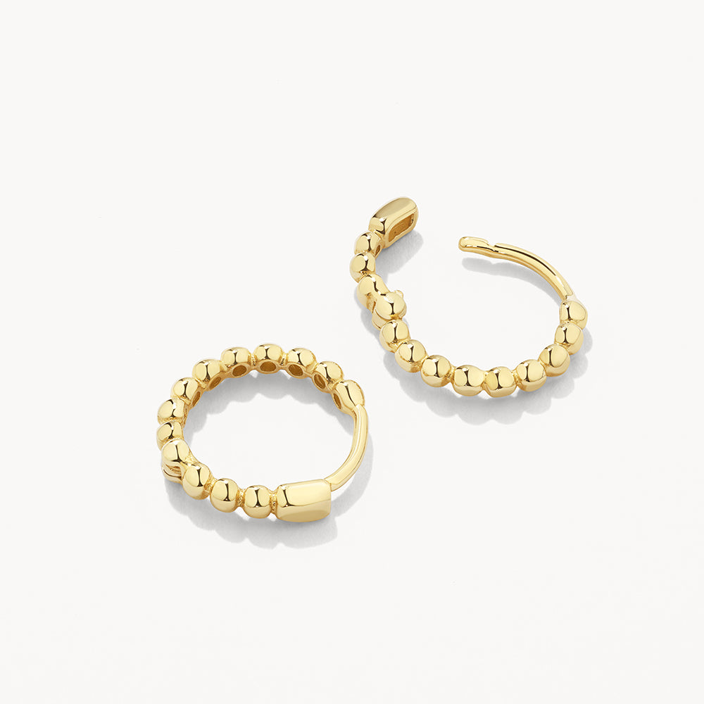 10k Gold Beaded Huggie Earrings - Elegant & Dainty Hoop Earrings for Women, Perfect for Everyday Wear, Parties & Special Occasions
