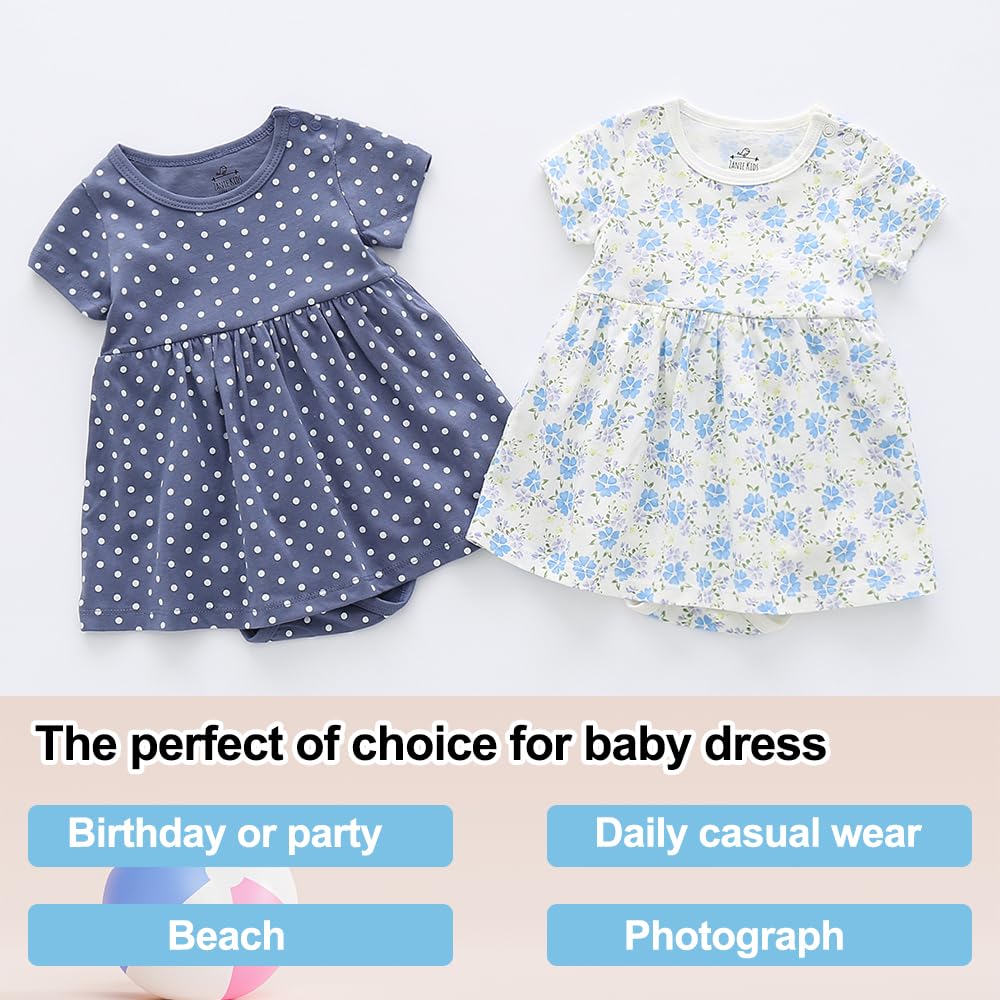 Zanie Kids Baby Girls Summer Dress - 100% Cotton Short Sleeve Easter Outfit | Perfect for Easter Celebrations, Birthday Parties & Summer Playdates