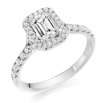 18K Gold Emerald & Round Cut 1.50 CTW Diamond Engagement Ring for Women - Elegant Wedding Band, Anniversary Gift, Promise Ring - Perfect for Proposals, Bridal Jewelry & Special Occasions