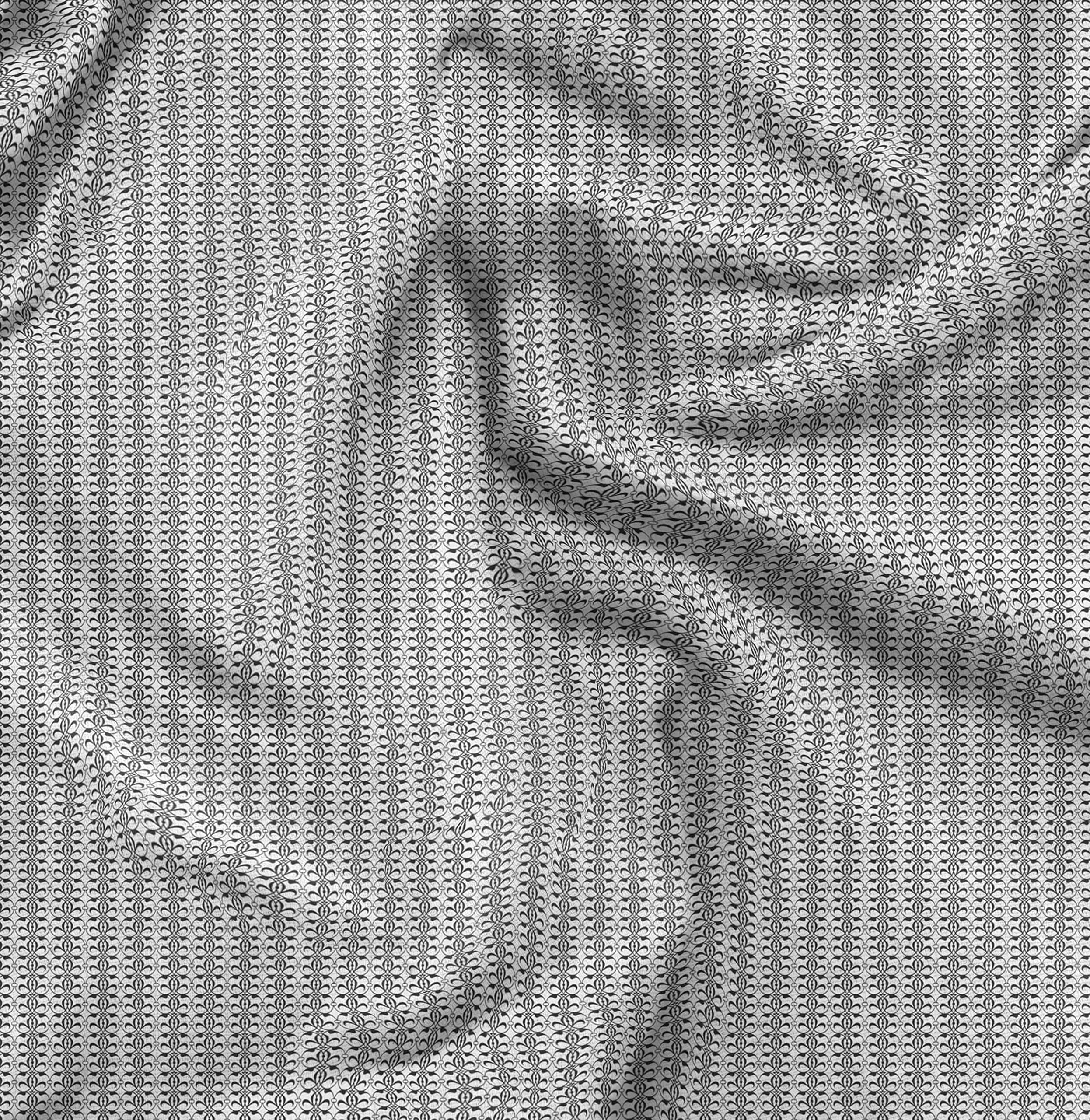 Soimoi Moss Georgette White Fabric by The Yard - 42 Inch Wide Filigree Damask Print Material - Elegant Printed Fabric for Dresses, Curtains & Home Decor Projects