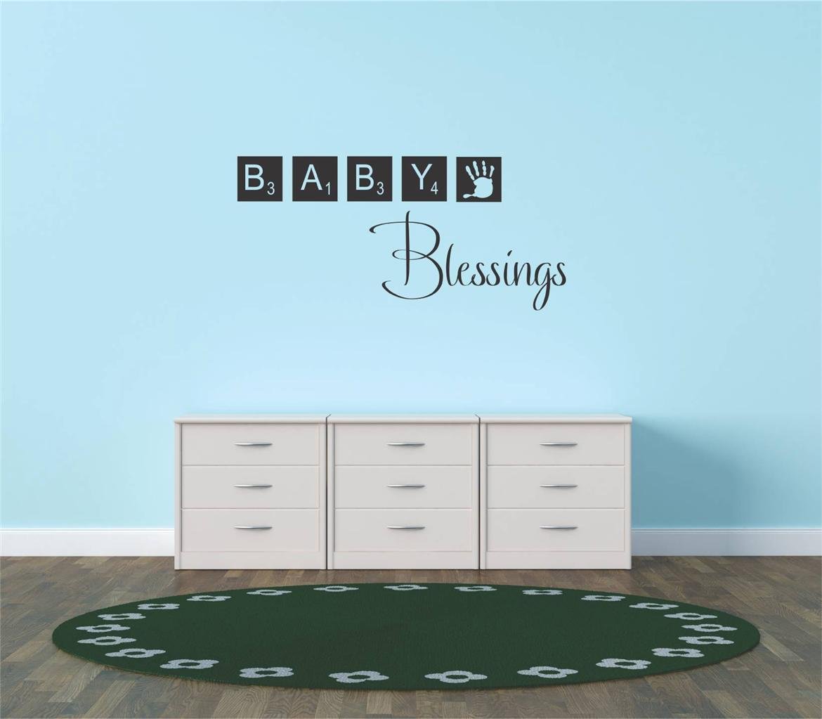 Baby Blessings Vinyl Wall Decals - 10x20 Inch Nursery Decor for Boys & Girls, Newborn Room Stickers, Life Celebration Quotes - Perfect for Kitchen, Home & Nursery Wall Decoration