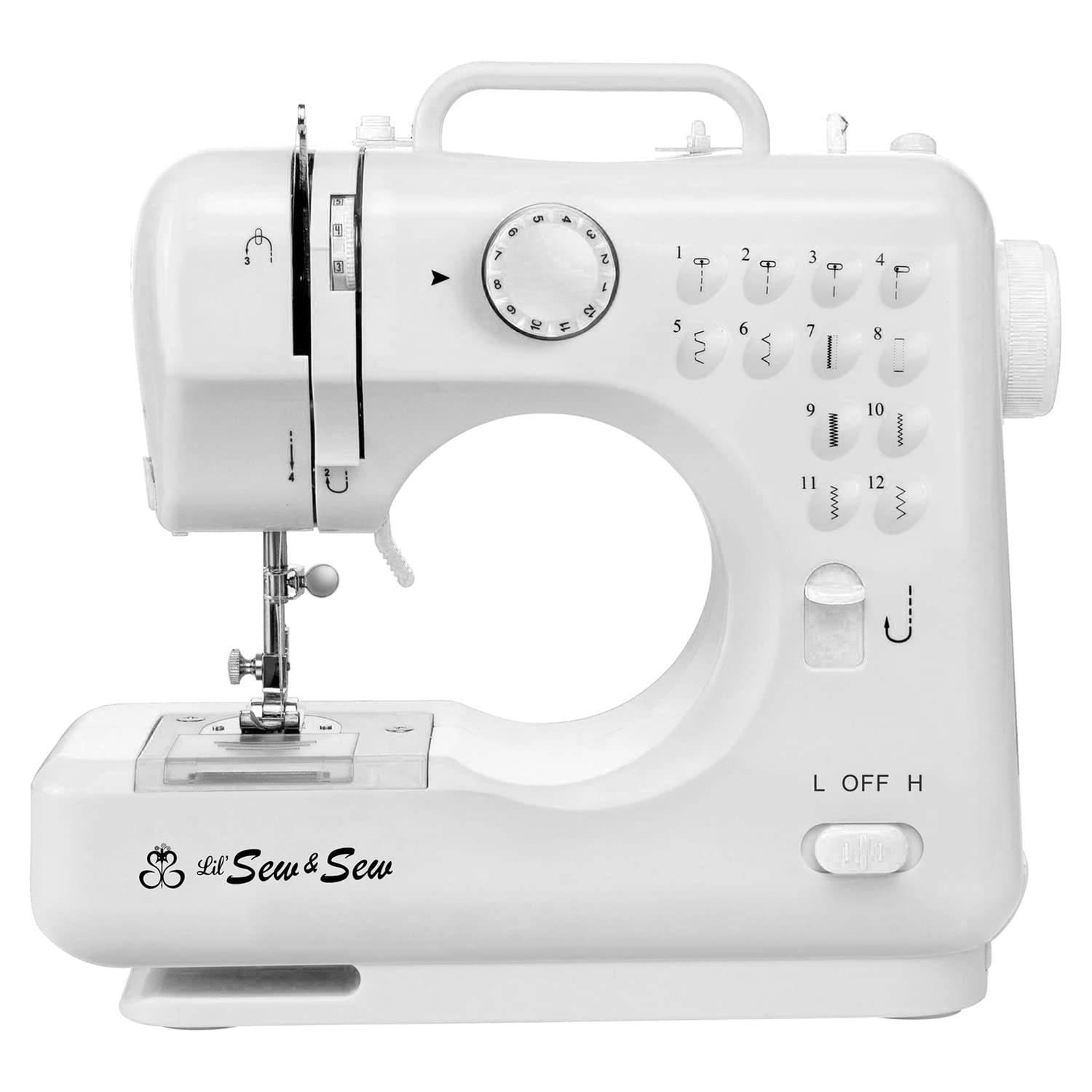 Michley LSS-505+ 12-Stitch Compact Sewing Machine for Beginners - White Portable Desktop Sewing Machine for Quilting, Mending & DIY Crafts