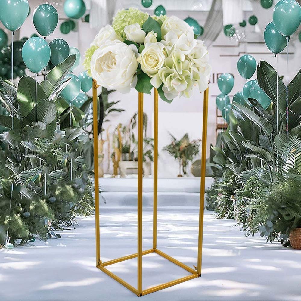 10pcs Gold Geometric Metal Flower Stand Vase Column - 60cm Wedding Centerpiece for Valentine's Day, Party & Table Decorations - Perfect for Wedding Aisle, Reception, Anniversary & Home Decor