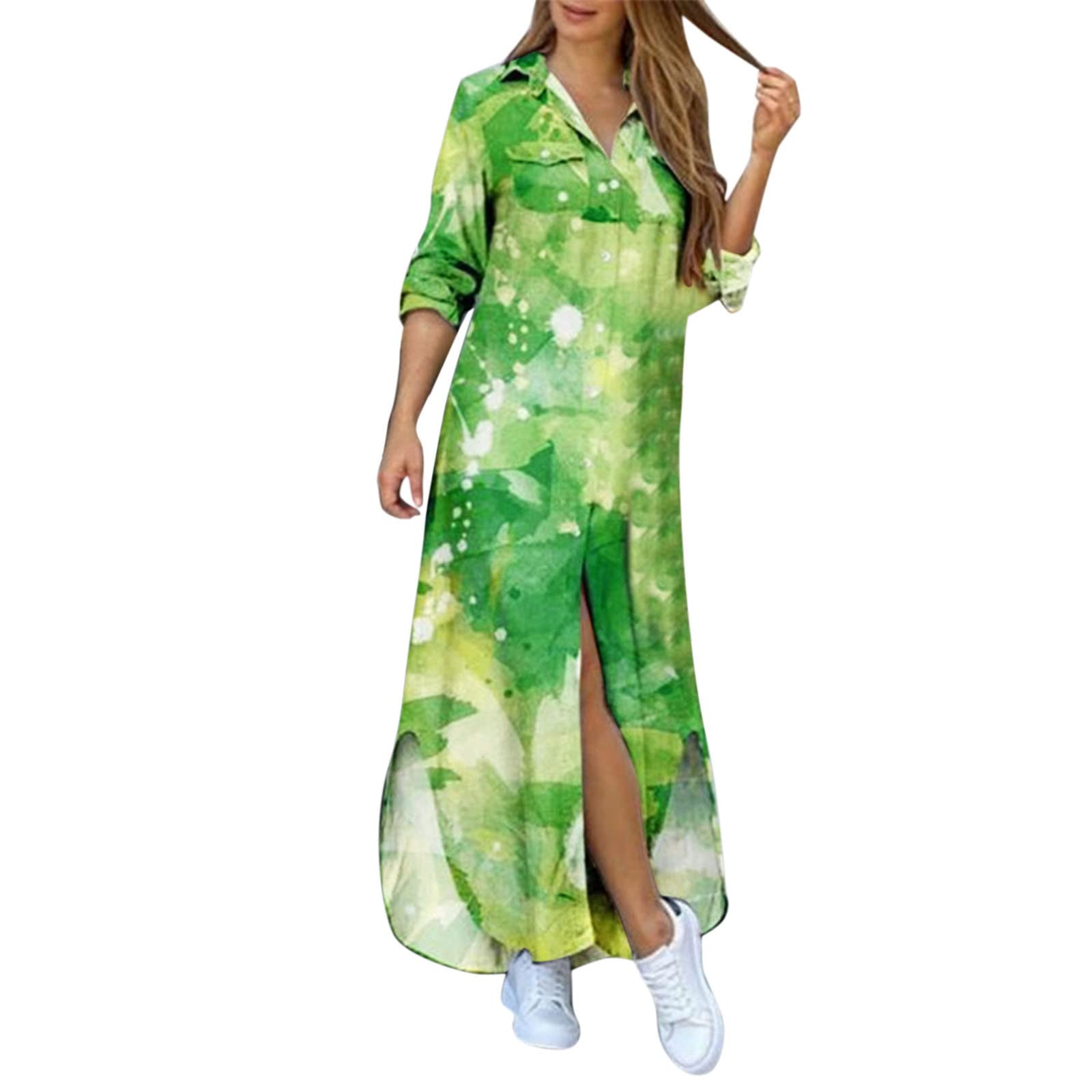**Pinkpaopao Women's Long Sleeve Flowy Swing Dress - High Waist Boho Party & Casual Dress for Fall | Perfect for Weddings, Date Nights & Outdoor Events**